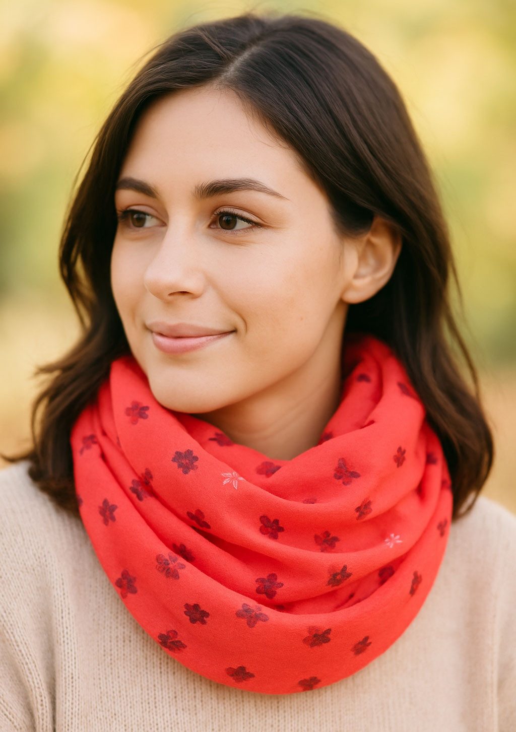 Faera Loop, Damen Schal Flowers weich und leicht mit Blumen-Druck Loop Rund günstig online kaufen