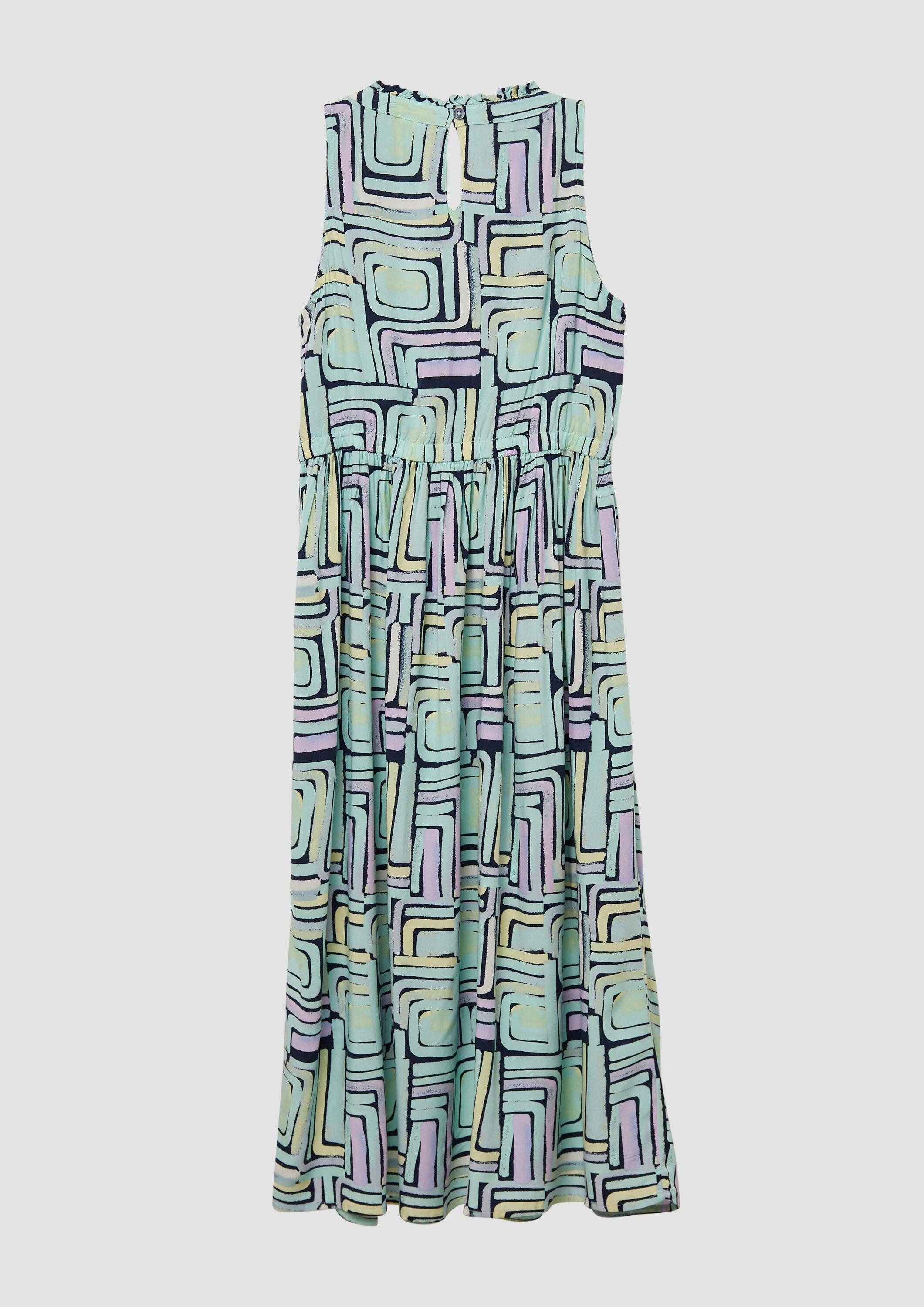 s.Oliver Minikleid Kleid Midikleid aus Viskose mit Rüschenkragen