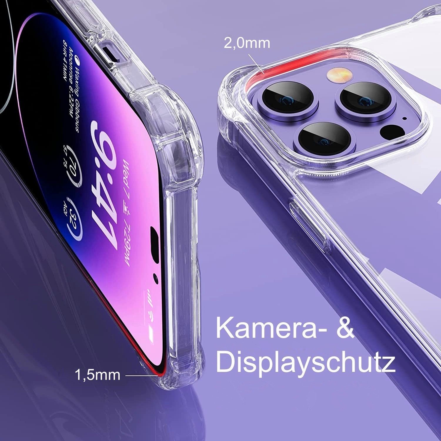 AVANA Handyhülle für iPhone 14 / Pro / Plus / Pro Max Hülle Schutzhülle Klar Bumper, Case, Cover, Durchsichtig, Transparent