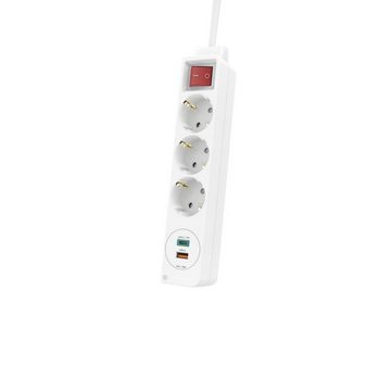 Hama Steckdosenleiste, 3-fach, USB-C-/USB-A-Buchse, PD/Quick Charge™ Steckdosenleiste 3-fach (Kabellänge 140 m), max.18W WS