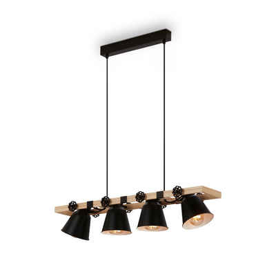 Briloner Leuchten Pendelleuchte »4406-045«, schwarz, E27 hängend schwarz aus Metall und Holz Esstischlampe für Esszimmer und Wohnzimmer