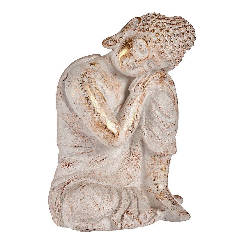 Ibergarden Dekofigur Dekorative Figur für den Garten Buddha WeißGolden Polyesterharz 28,5 x