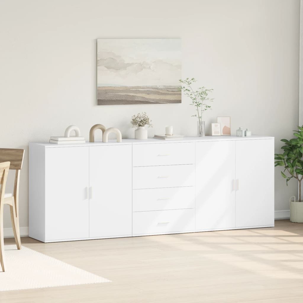 vidaXL Sideboard NA Kommode Sideboard Weiß Spanplatte 3 Stk Praktisch und Modern für je