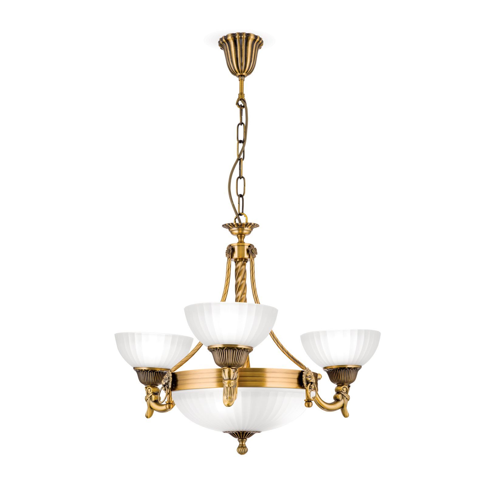 Licht-Erlebnisse Kronleuchter MARTA, ohne Leuchtmittel, Glas Metall H: 94 cm 64 cm breit in Bronze Weiß E27 Jugendstil