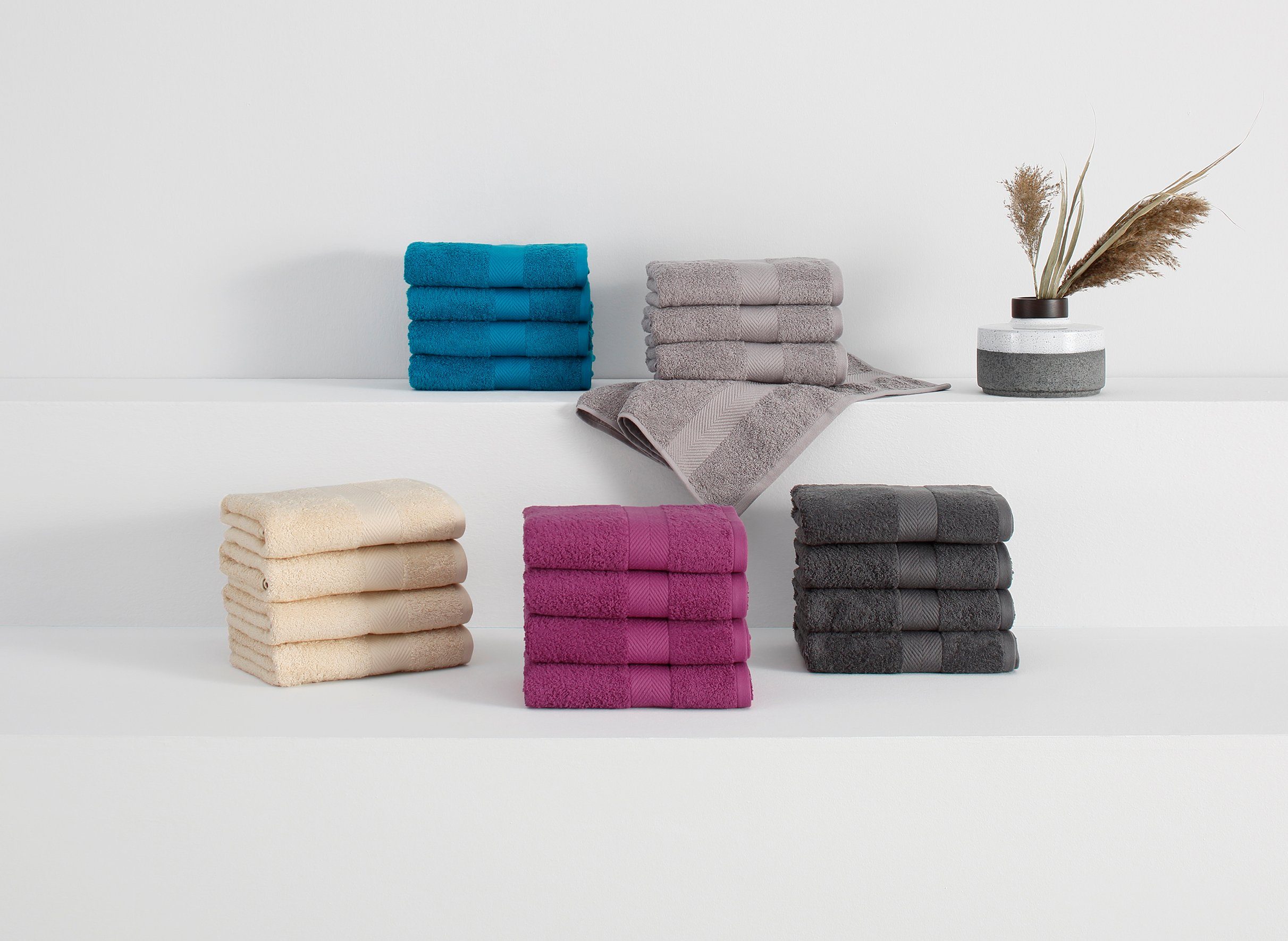 affaire 100 anthrazit Handtuchset Handtücher flauschig, % Walkfrottee (4-St), Eva, Premium-Qualität aus 550g/m², Baumwolle Home