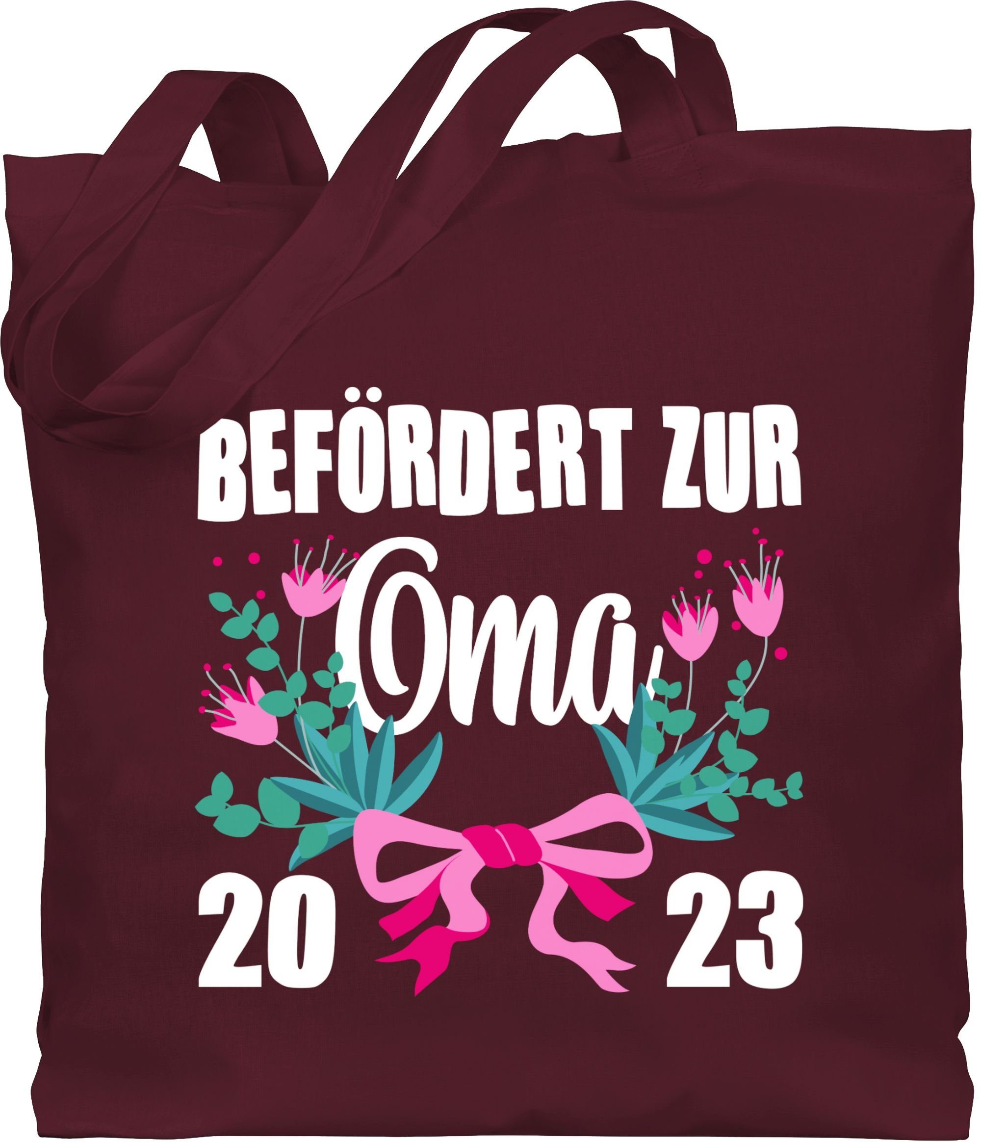 weiß, Oma zur Umhängetasche mit Blumen Befördert 2023 Geschenk 2 Oma Shirtracer Bordeauxrot -