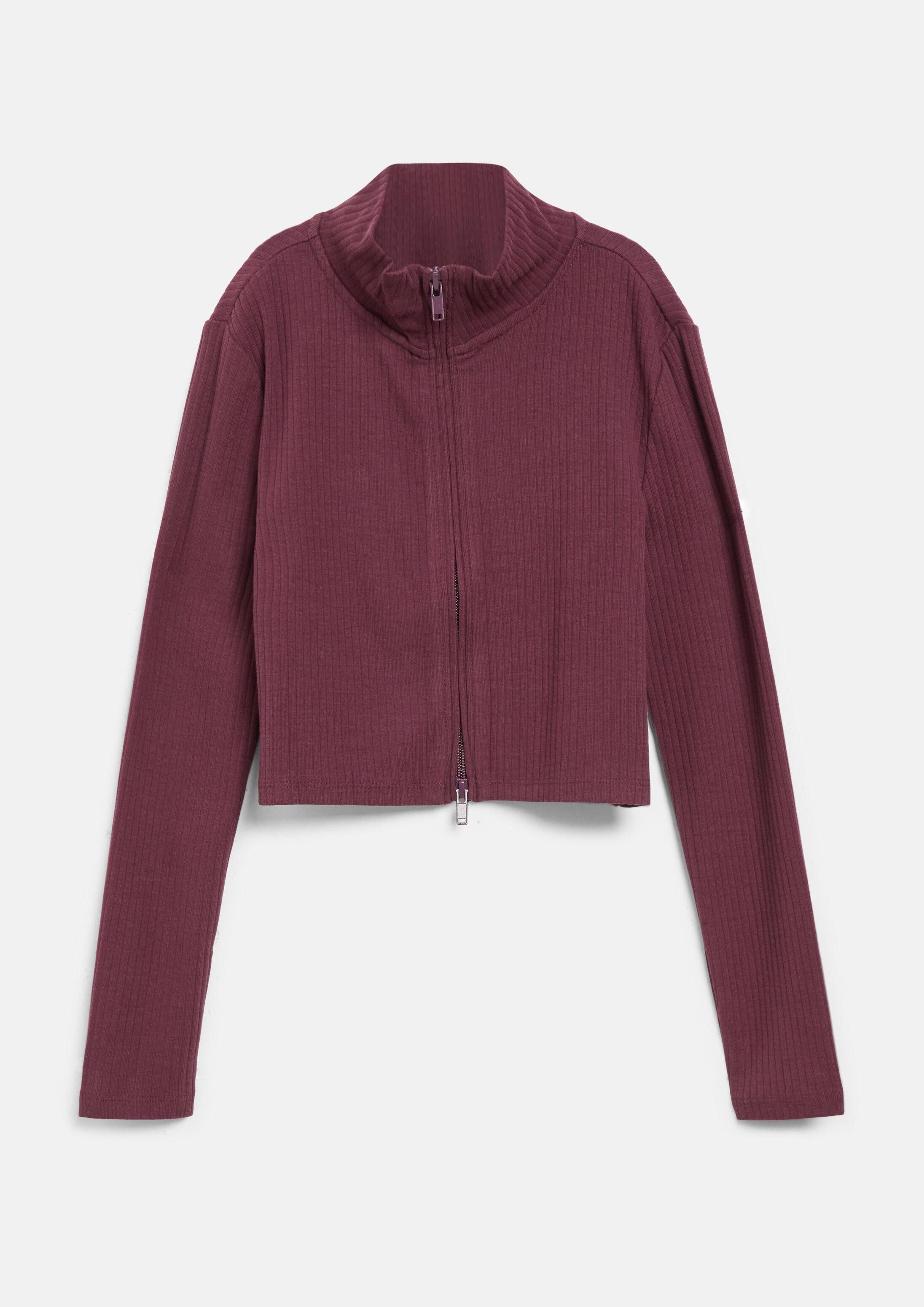 s.Oliver Cardigan Sweatshirt Jacke Verkürzte Sweatjacke mit Rippstruktur