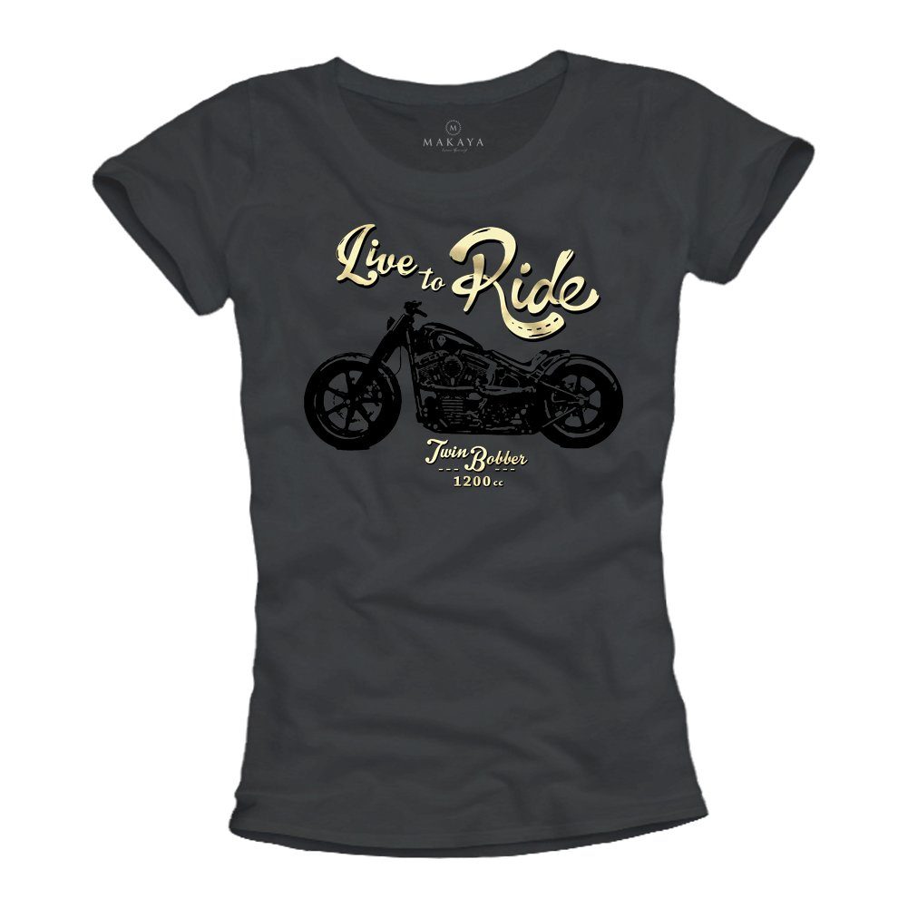 MAKAYA T-Shirt Damen Biker Sprüche Top günstig online kaufen