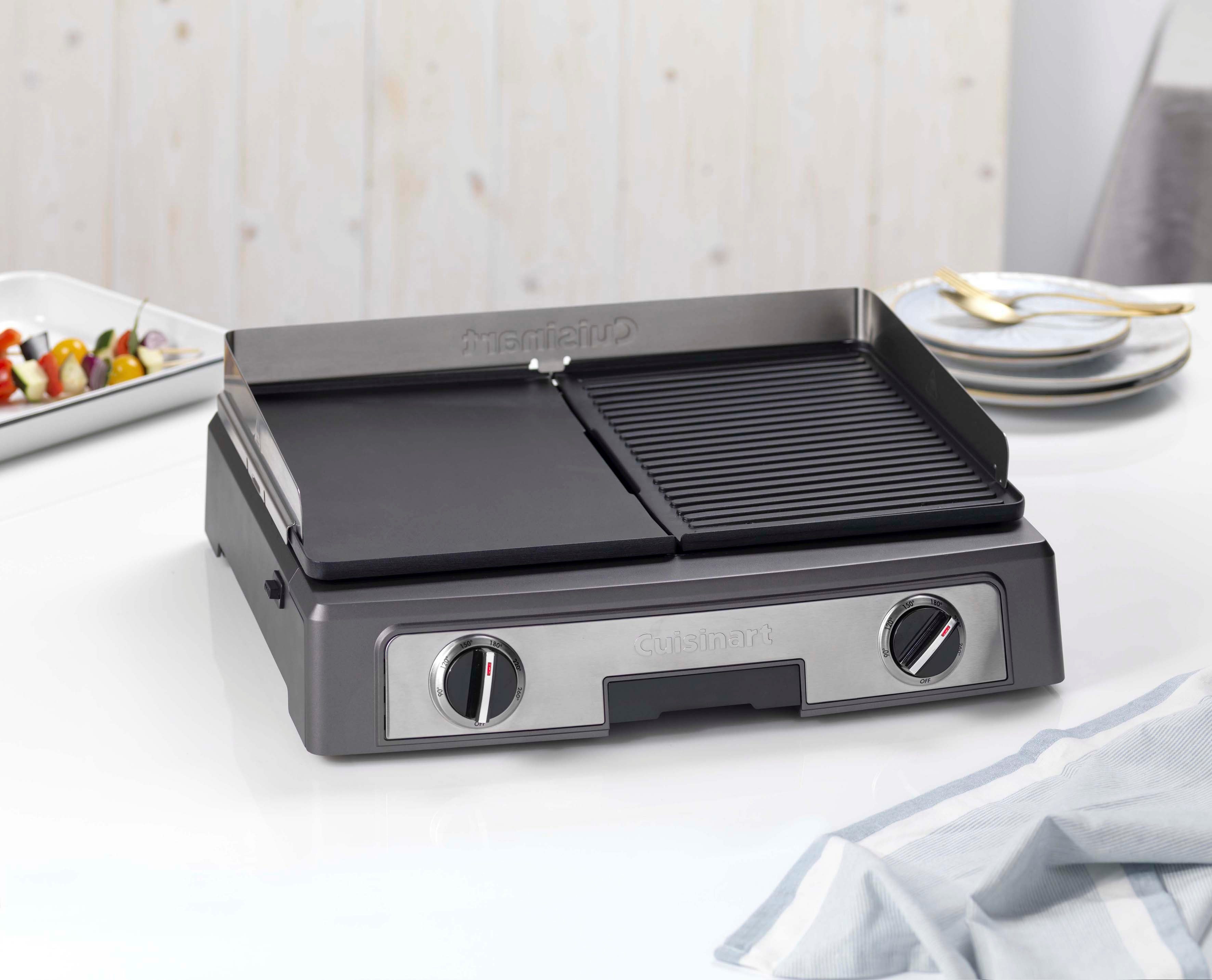 Cuisinart Tischgrill PL50E, 2200 W, 1 Grill-Platte + 1 Plancha-Platte, 2 unabhängige Thermostate