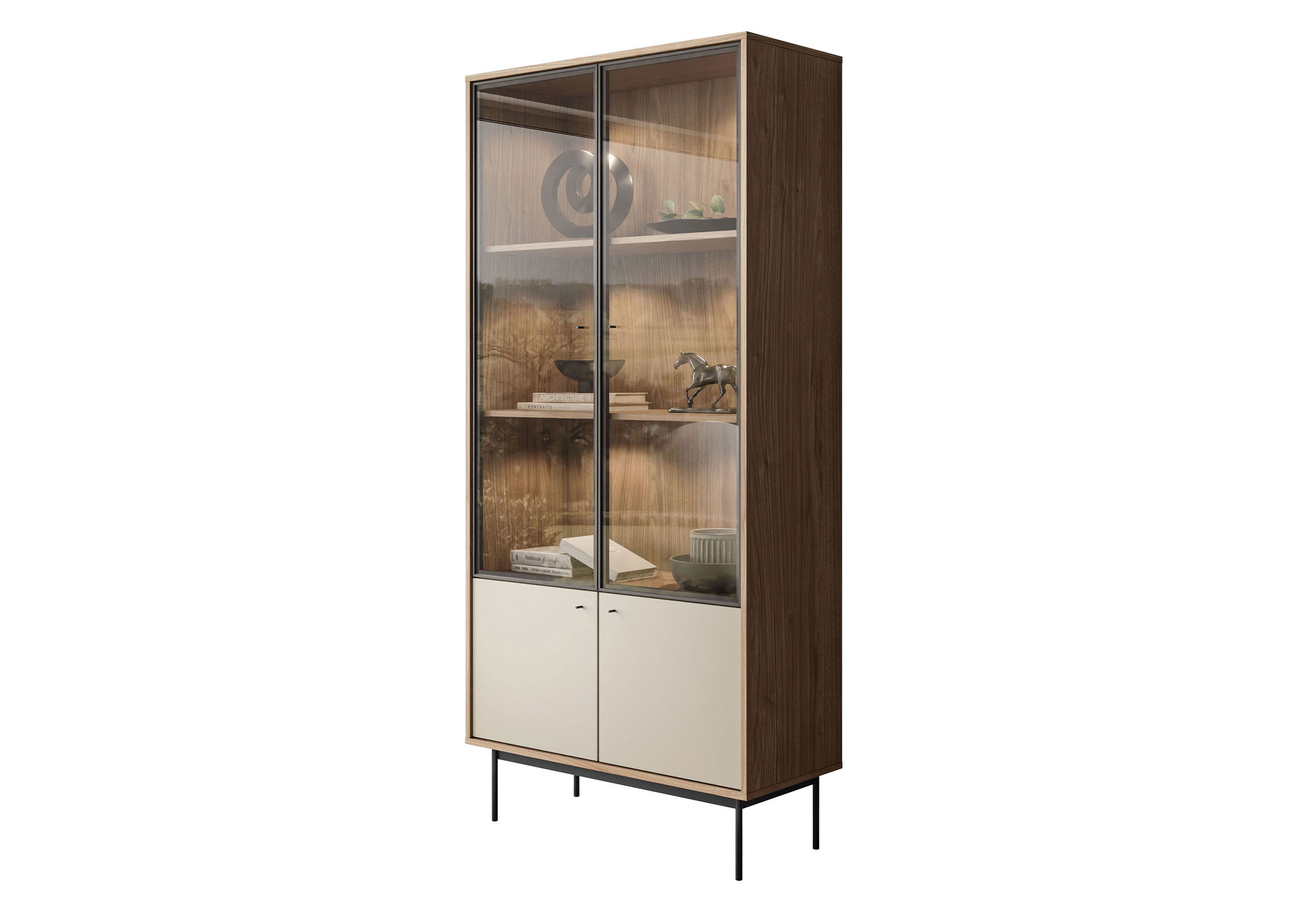 Lookway Standvitrine ISA Vitrine mit zwei Türen und LED-Beleuchtung Breite: 90 cm