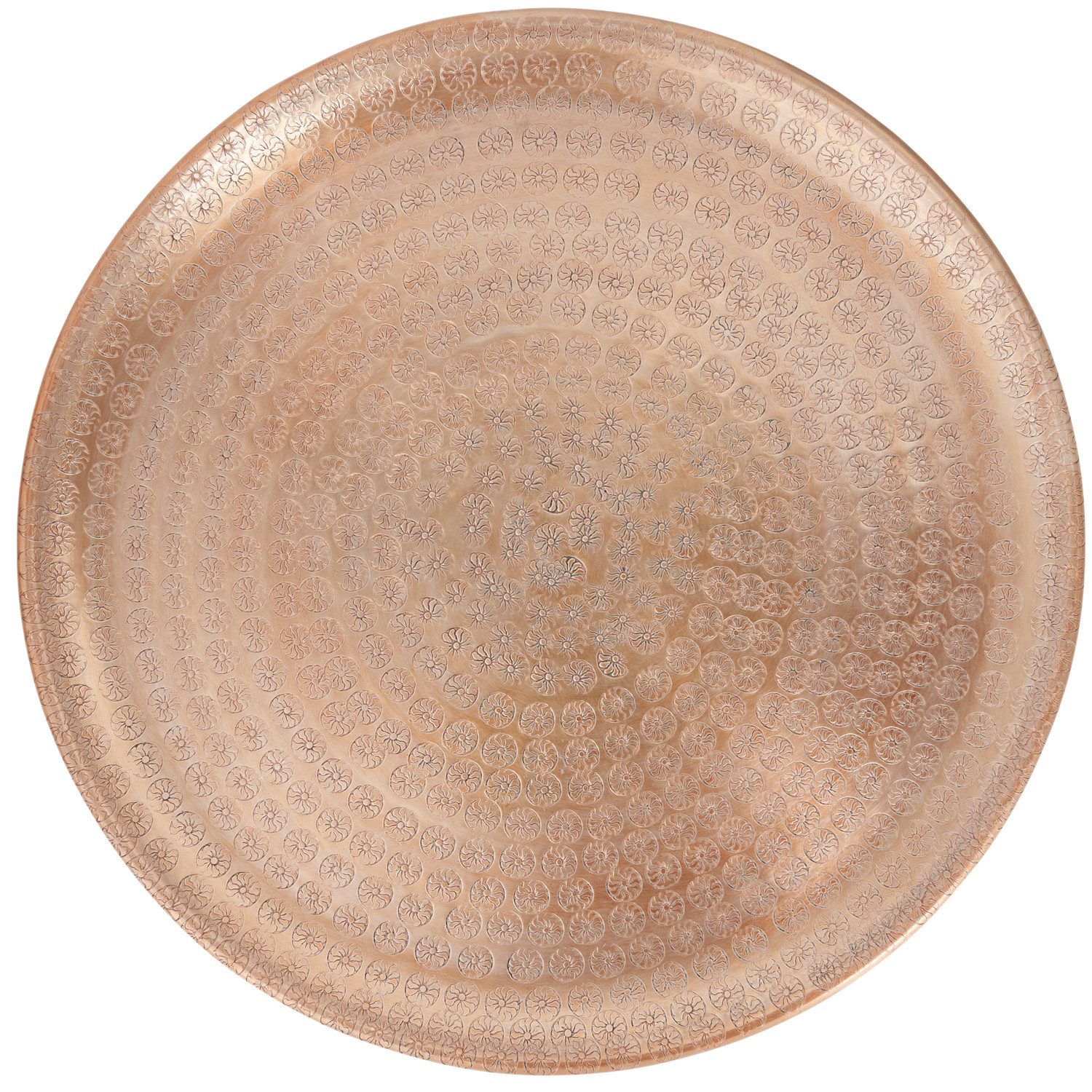 Marrakesch Orient & Mediterran Interior Dekotablett Orientalische Deko Serviertablett Jinan aus Aluminium in Gold 30 cm (1 St), Handarbeit