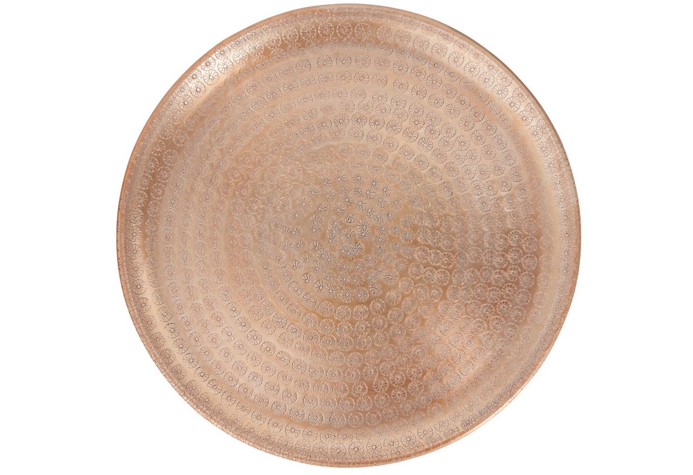 Marrakesch Orient & Mediterran Interior Dekotablett Orientalisches Dekoserviertablett Jinan rund aus Aluminium, Gold 30 cm (1 St), Handarbeit