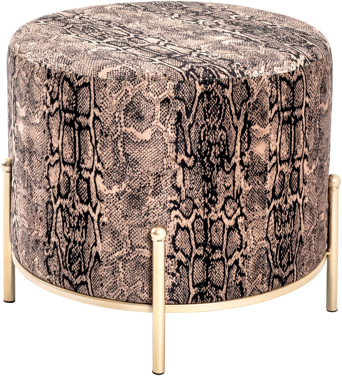 HAKU Hocker Pouf, Schemel, Stockerl, rund - aus Textil Gold - Ø/H 48/40 cm