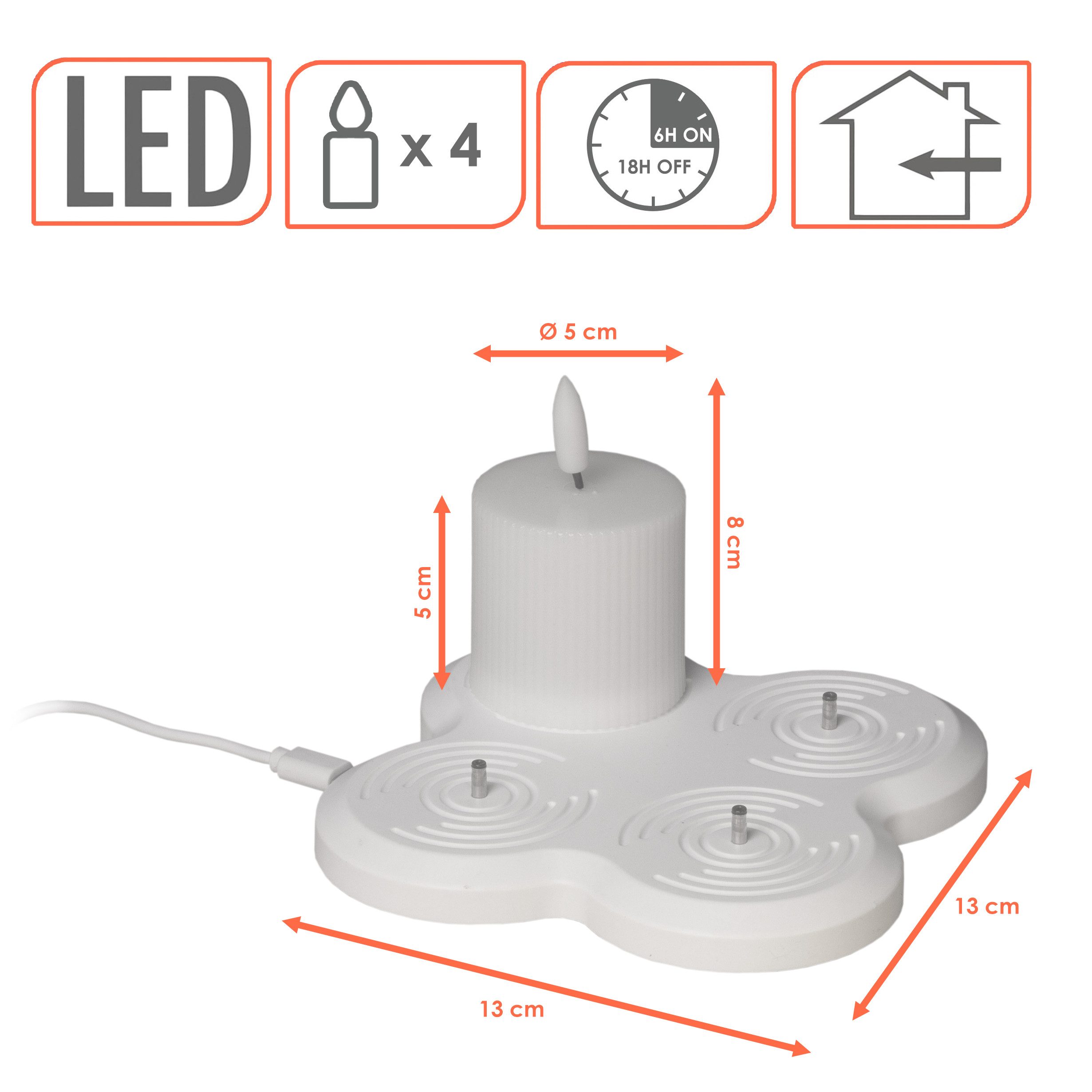 Spetebo LED Dekolicht LED Kerze warm weiß aufladbar mit Ladestation 4er Set günstig online kaufen