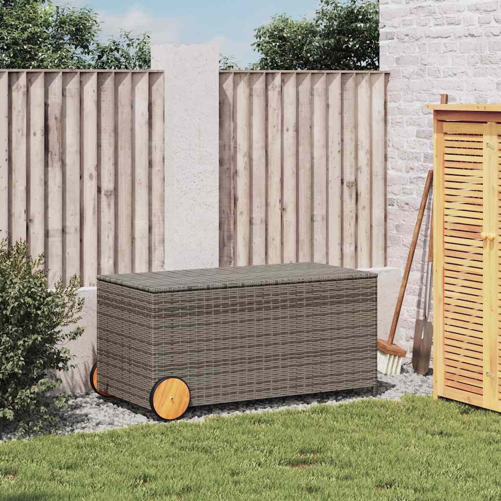 furnicato Gartenbox Gartentruhe mit Rollen Grau 190L Poly Rattan (1 St)