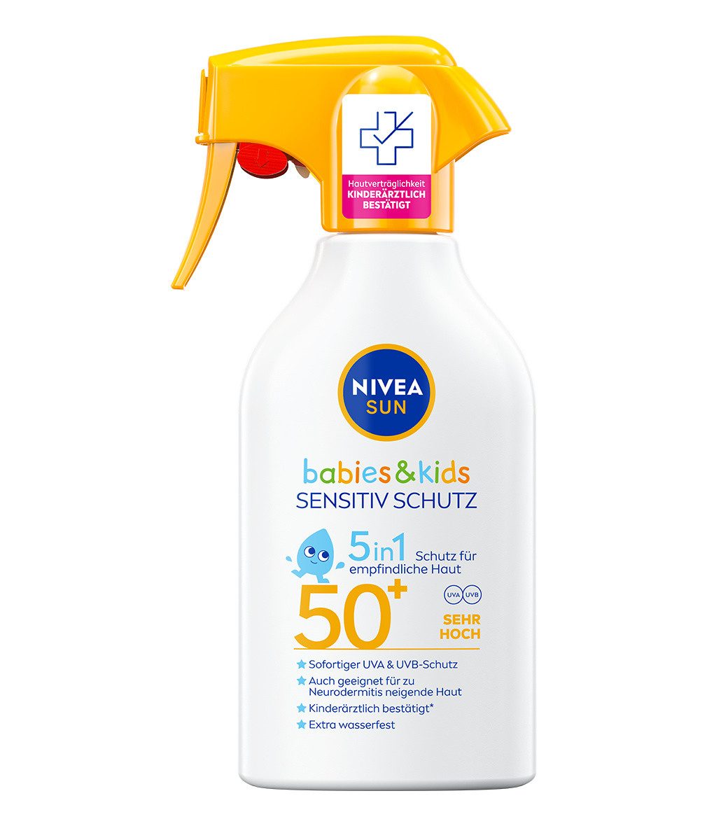 Nivea Sun Sonnenschutzpflege Babies & Kids Sensitiv Schutz Sonnenlotion LSF 50+ 250ml, 1-tlg., Sensitive Protect Trigger Spray