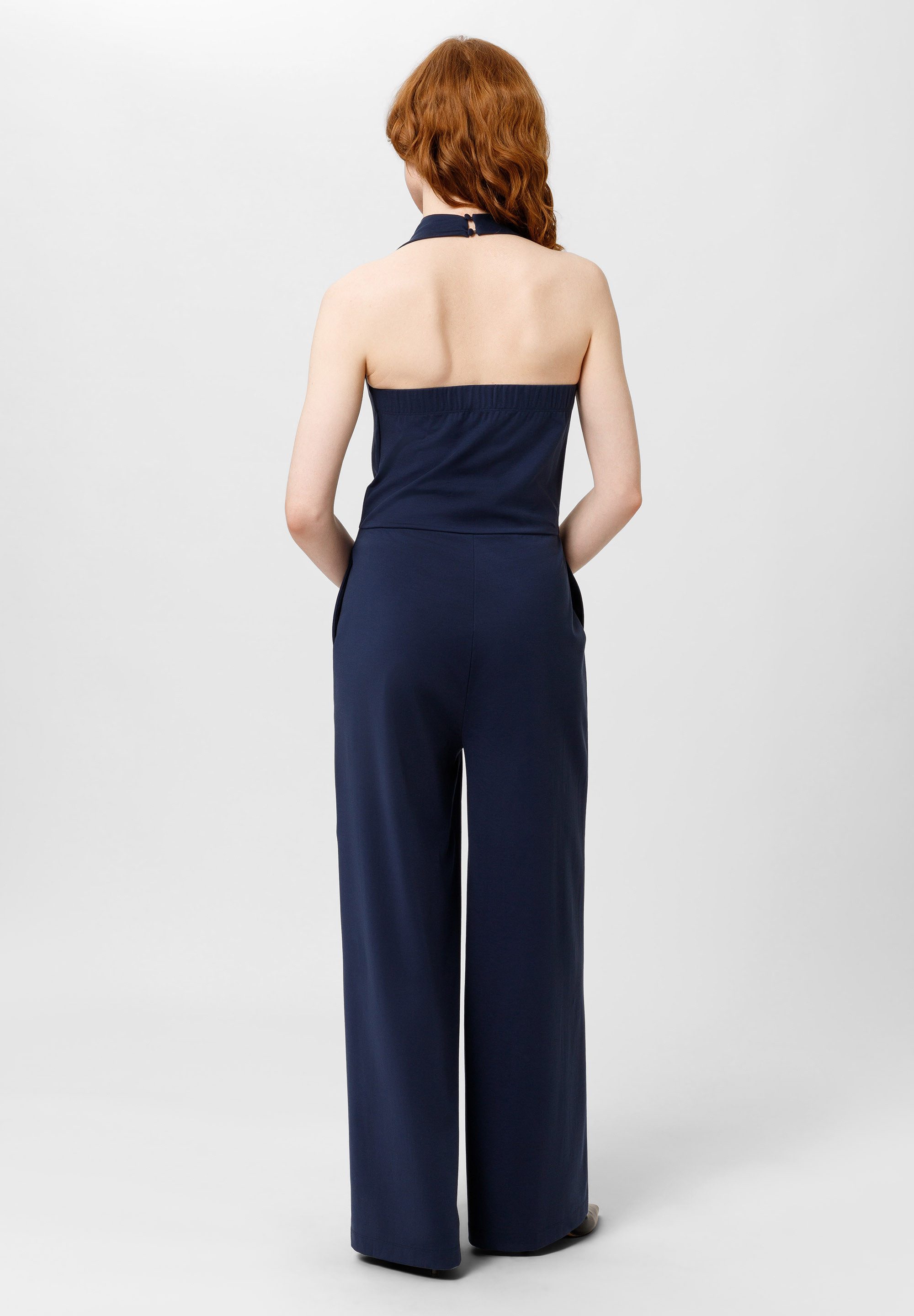 Les Lunes Jumpsuit PENNY Overall Jersey Wide Leg Neckholder PENNY Overall, Wasserfall Ausschnitt, Jersey, weites Bein