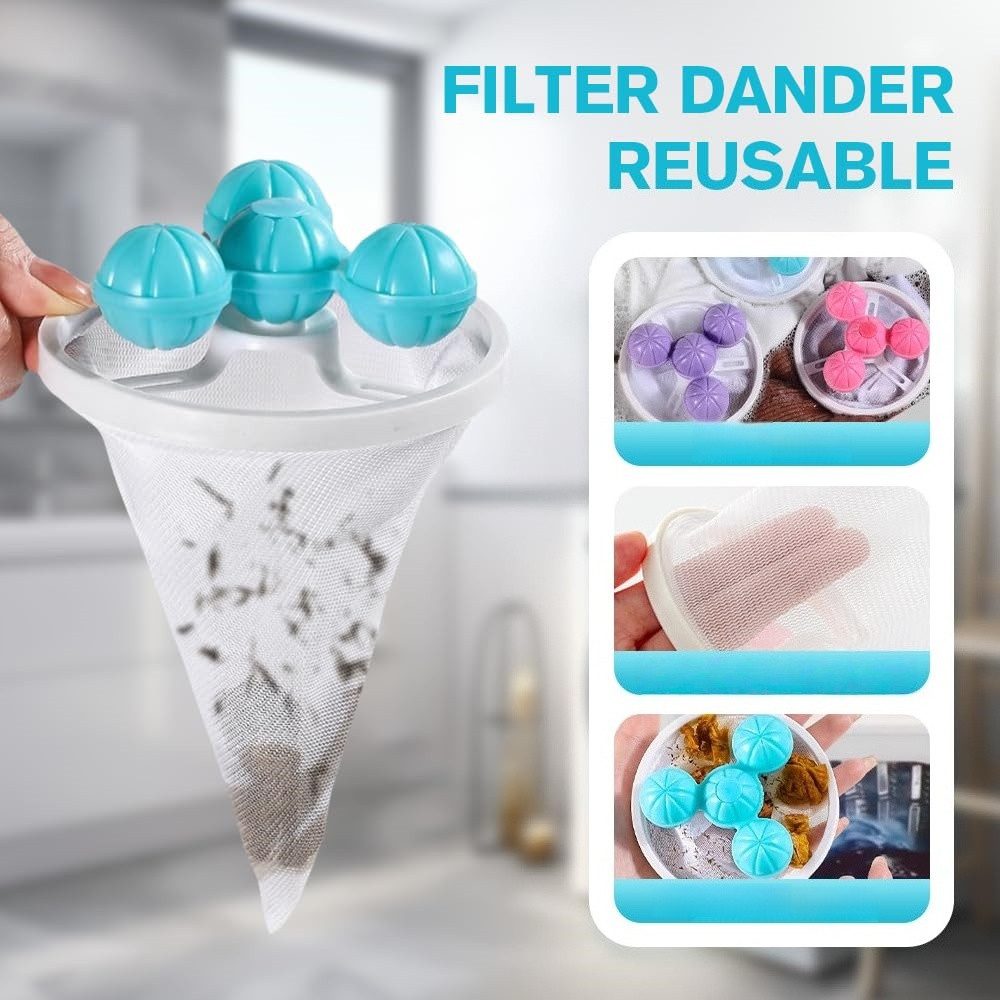 FOUORTUNATE-BEE Wäschekugel Waschmaschinen Filterbeutel Fusselbälle Tierhaar Entferner Set, Wäsche Fusselentferner für Kleidung Decken Haustiere Waschmaschine