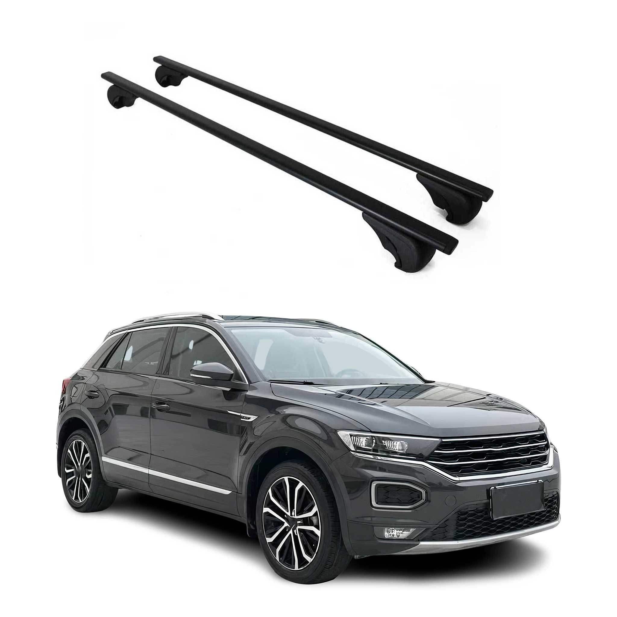 OMAC Dachträger Grundtäger für VW T-Roc 2017-2025 75kg Metall Schwarz 2 tlg (2-St), Wasserbeständig,Abnehmbar,Multifunktional,Leichtgewichtig