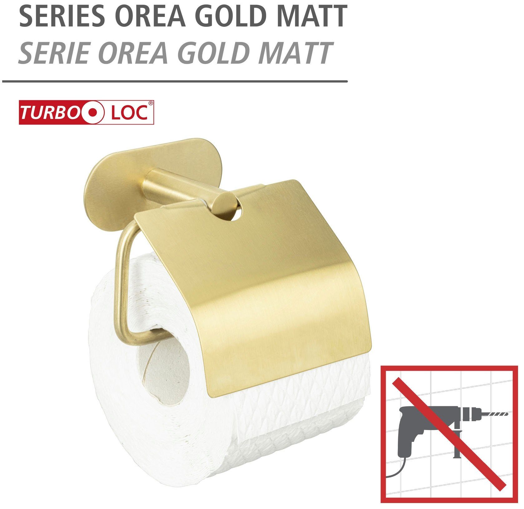 Turbo-Loc®, ohne Bohren WENKO Toilettenpapierhalter mit Befestigen Deckel,