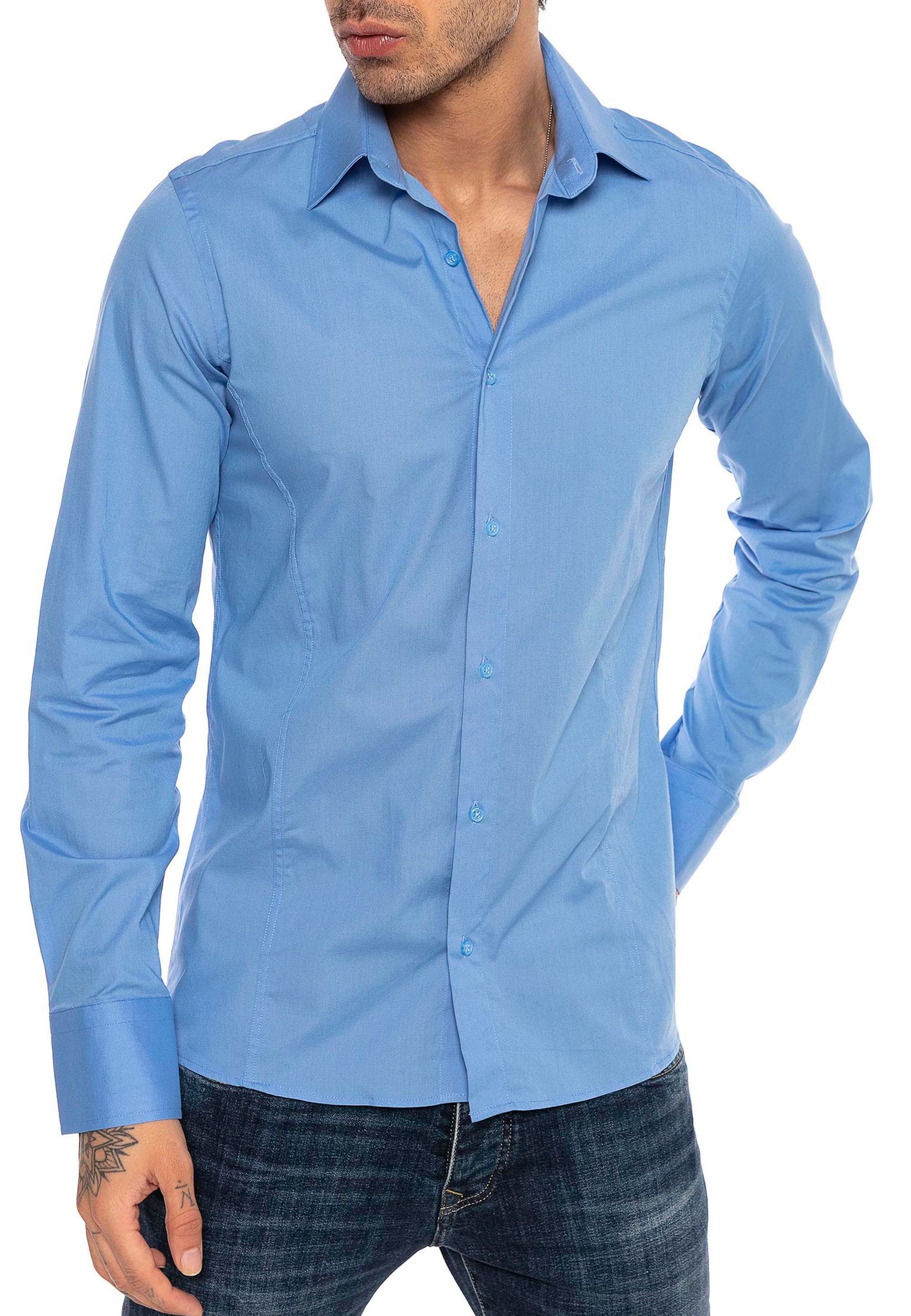 RedBridge Langarmhemd in Slim Fit – Kentkragen, Unifarben, Eleganter & Zeit günstig online kaufen