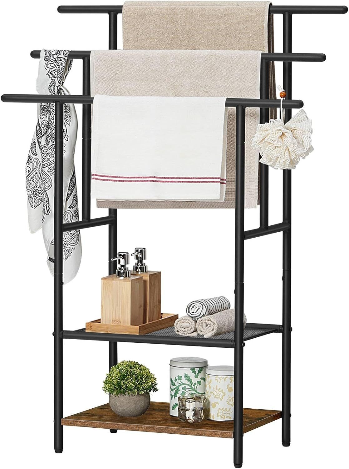 Hoobro Handtuchständer Badetuchhalter, 2 offene Ablage, Handtuchhalter steh günstig online kaufen