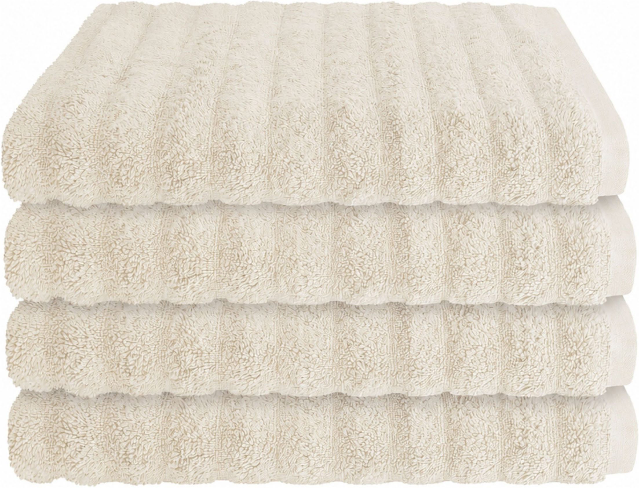 Schiesser Handtücher Neapel aus 100% Baumwolle mit eleganter Hoch-Tief-Optik, Frottier (4-St), OEKO-TEX® MADE IN GREEN