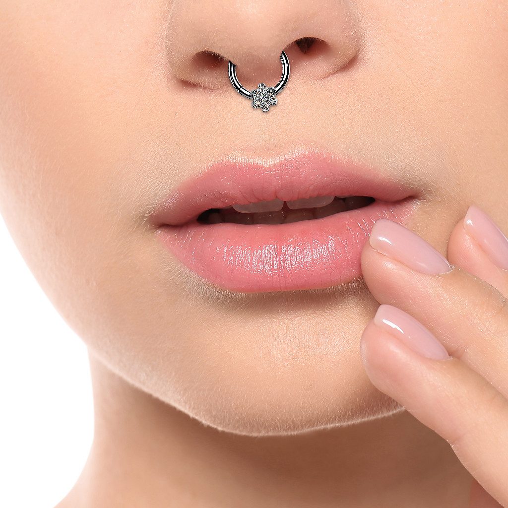 Taffstyle Nasenpiercing Titan Septum Helix Scharnier Kristall Blume Titan S günstig online kaufen