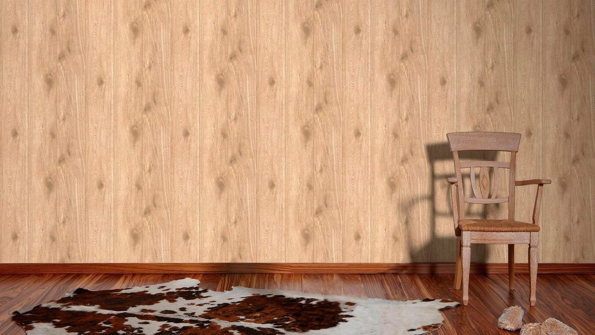 beige/braun Holz, Wood`n of Tapete glatt, Stone, living gestreift, realistisch, (1 Best Vliestapete Holzoptik walls St),