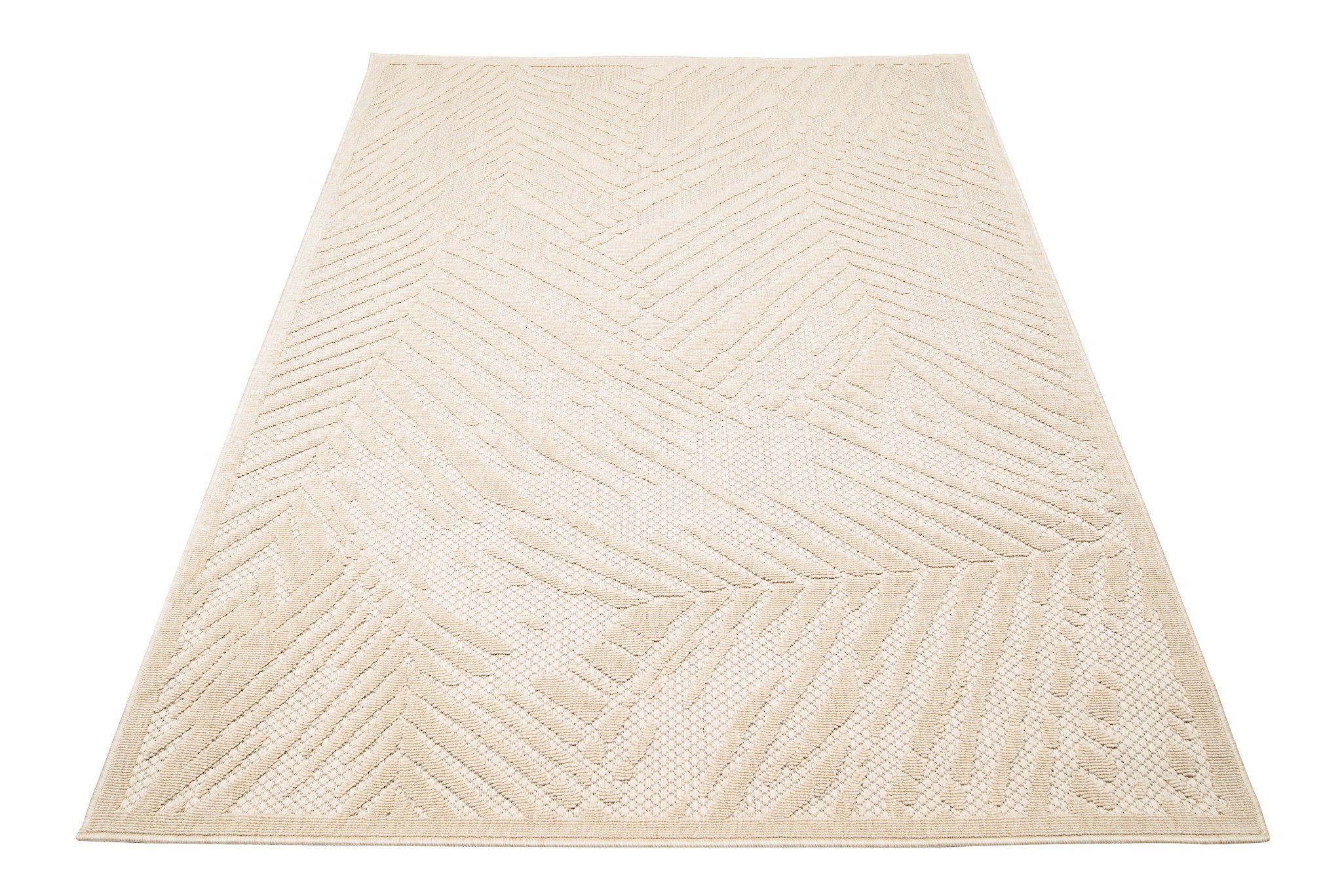 Weich, x Teppich - & Designteppich Höhe 60 - Cream, Flachgewebe Balkon & Florhöhe, mm, Mazovia, niedrige In- Kurzflor Pflegeleicht, Outdoor cm, Beige 100 Wetterfest UV-beständig 6