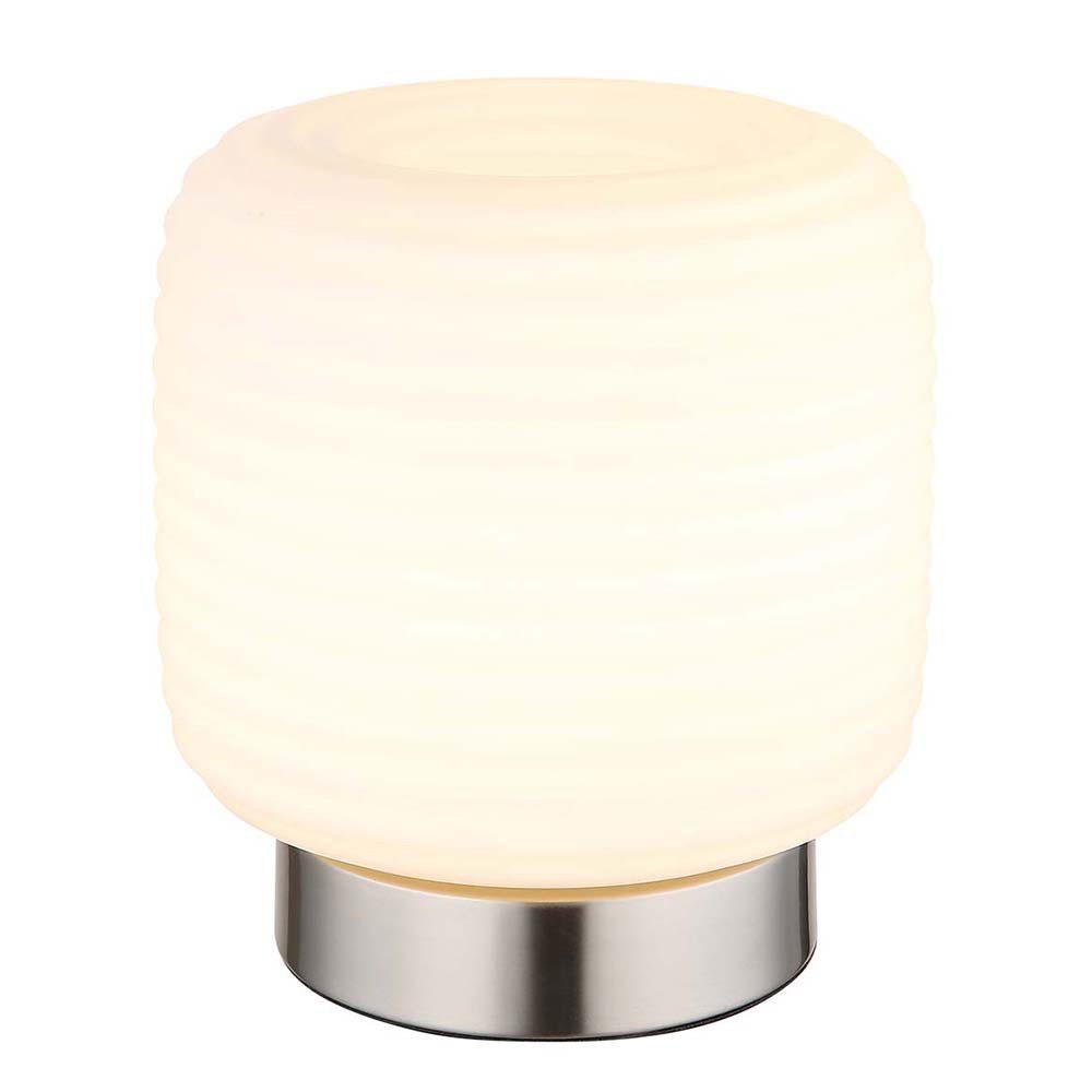 GLOBO LIGHTING LED Nachttischlampe, Leuchtmittel inklusive, Warmweiß, LED Tischleuchte Tischlampe Schlafzimmer Schalter Nickel Glas H21,5cm