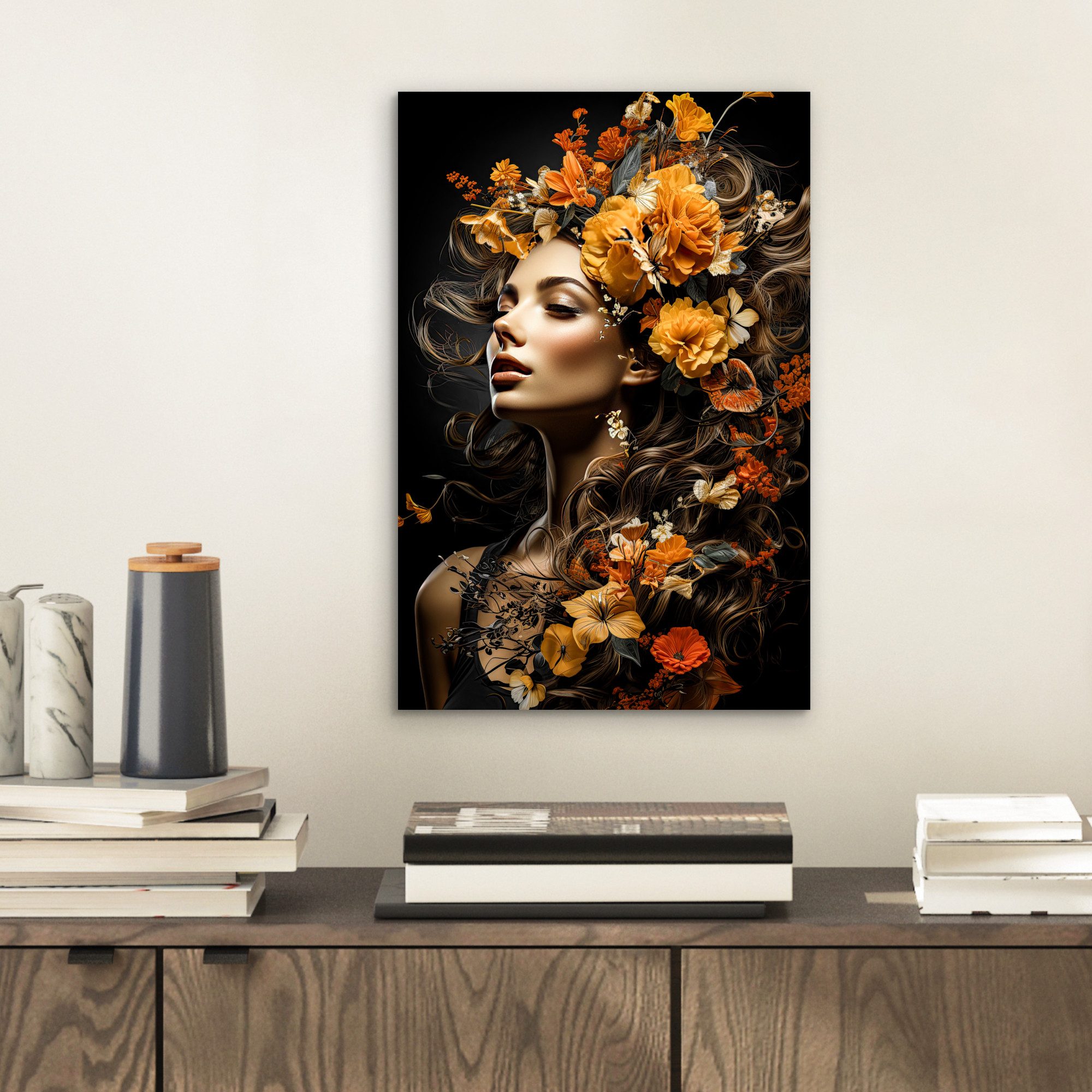 MuchoWow Metallbild Frau - Porträt - günstig online kaufen
