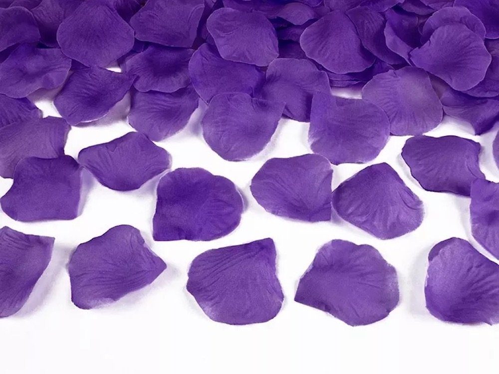 100 Stück Konfetti Violett Textil, Rosenblätter partydeco