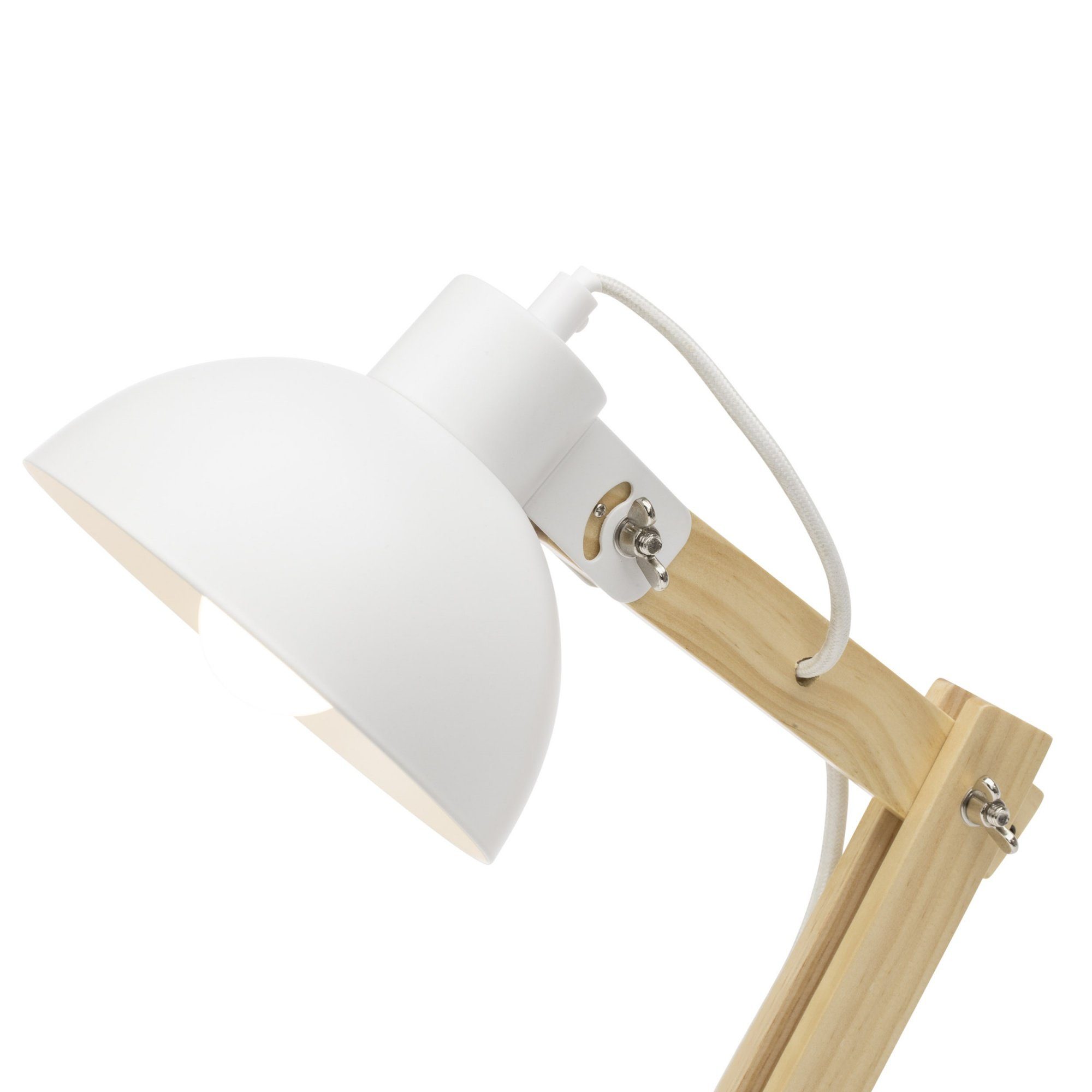 Lightbox Leuchtmittel, 42 Holz Tischleuchte, cm flexibel / einstellbar, Höhe, Schreibtischlampe, ohne Metall