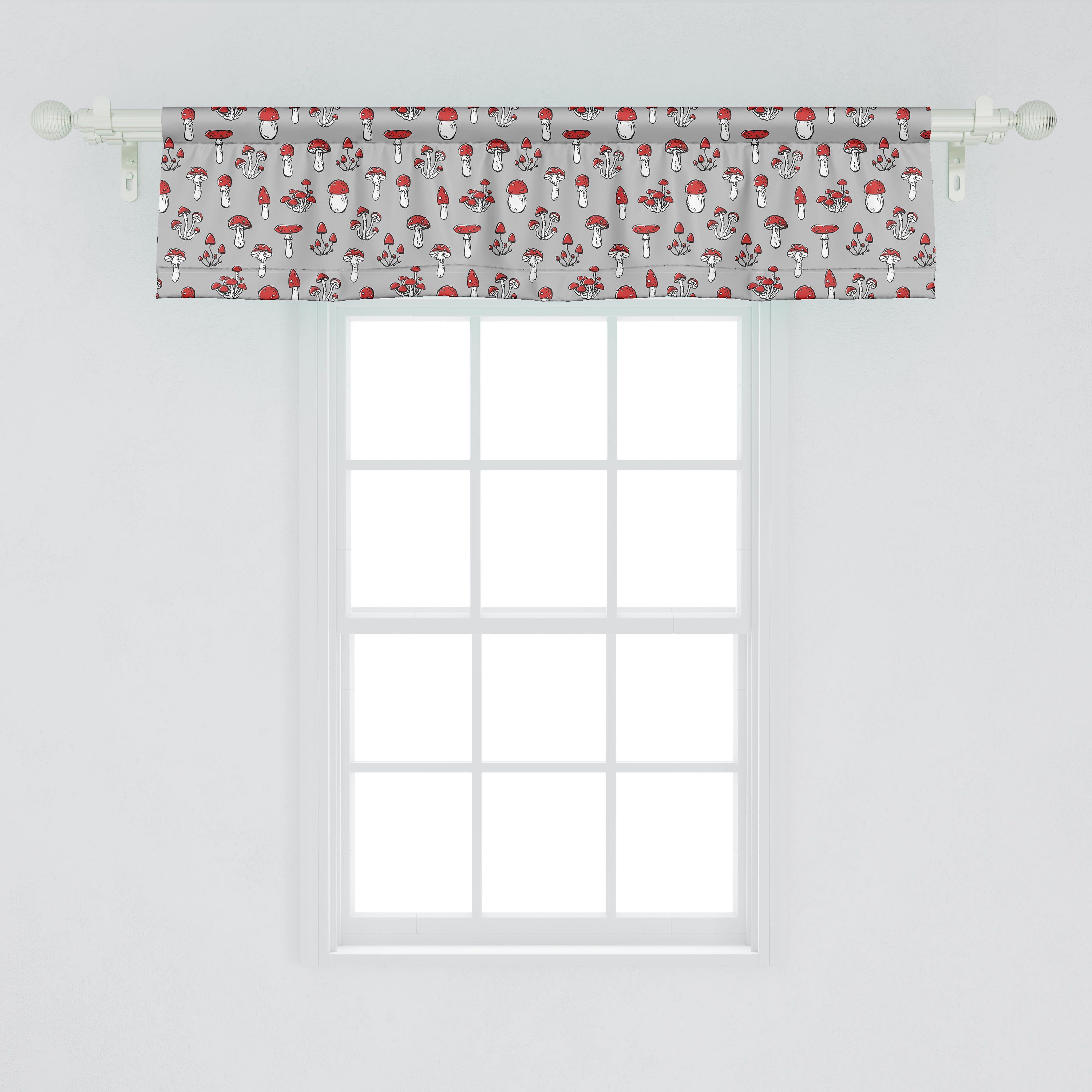 Amanita Abakuhaus, Vorhang Schlafzimmer mit Volant Stangentasche, für Pilz-Muster Dekor Pilz Microfaser, Küche Scheibengardine
