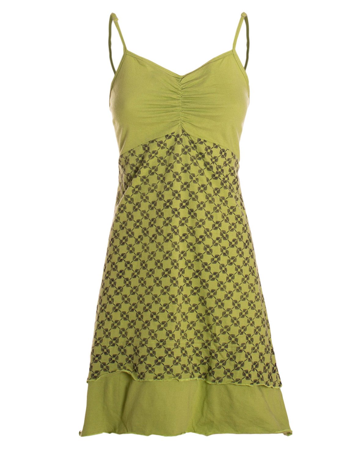 Vishes Sommerkleid Damen Babydoll Spaghettiträger bedruckt Baumwolle Alternative Mode, Boho, Hippie, Ethno, Festival