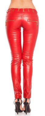 Koucla Treggings Damenhose mit Nieten und Zippern, Hose Damen Bikerstil