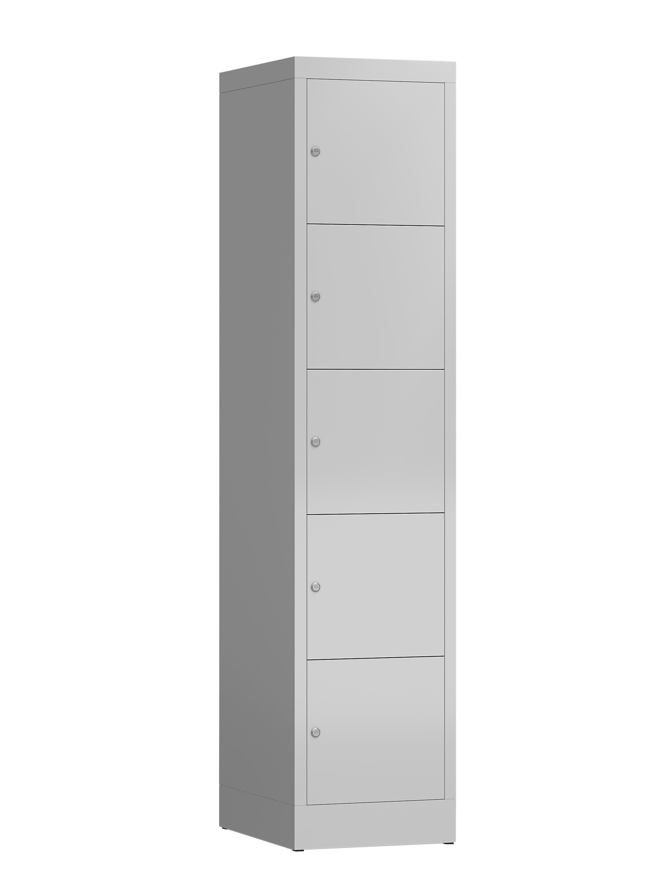 Steelboxx Fächerschrank Schließfachschrank 5 Fächer Spindschrank (1-St) komplett montiert, keine Montage notwendig Korpus: RAL 7035 Lichtgrau/ Türen: RAL 7035 Lichtgrau | Lichtgrau