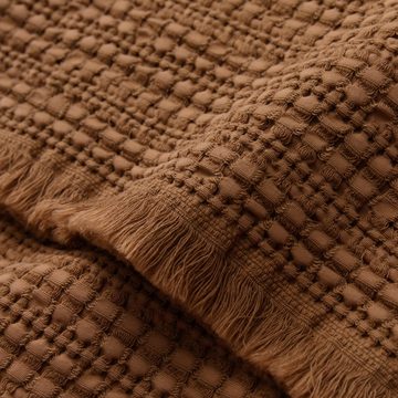 Wohndecke Baumwolldecke Anuda, Urbanara, vorgewaschene Decke mit Waffel-Design