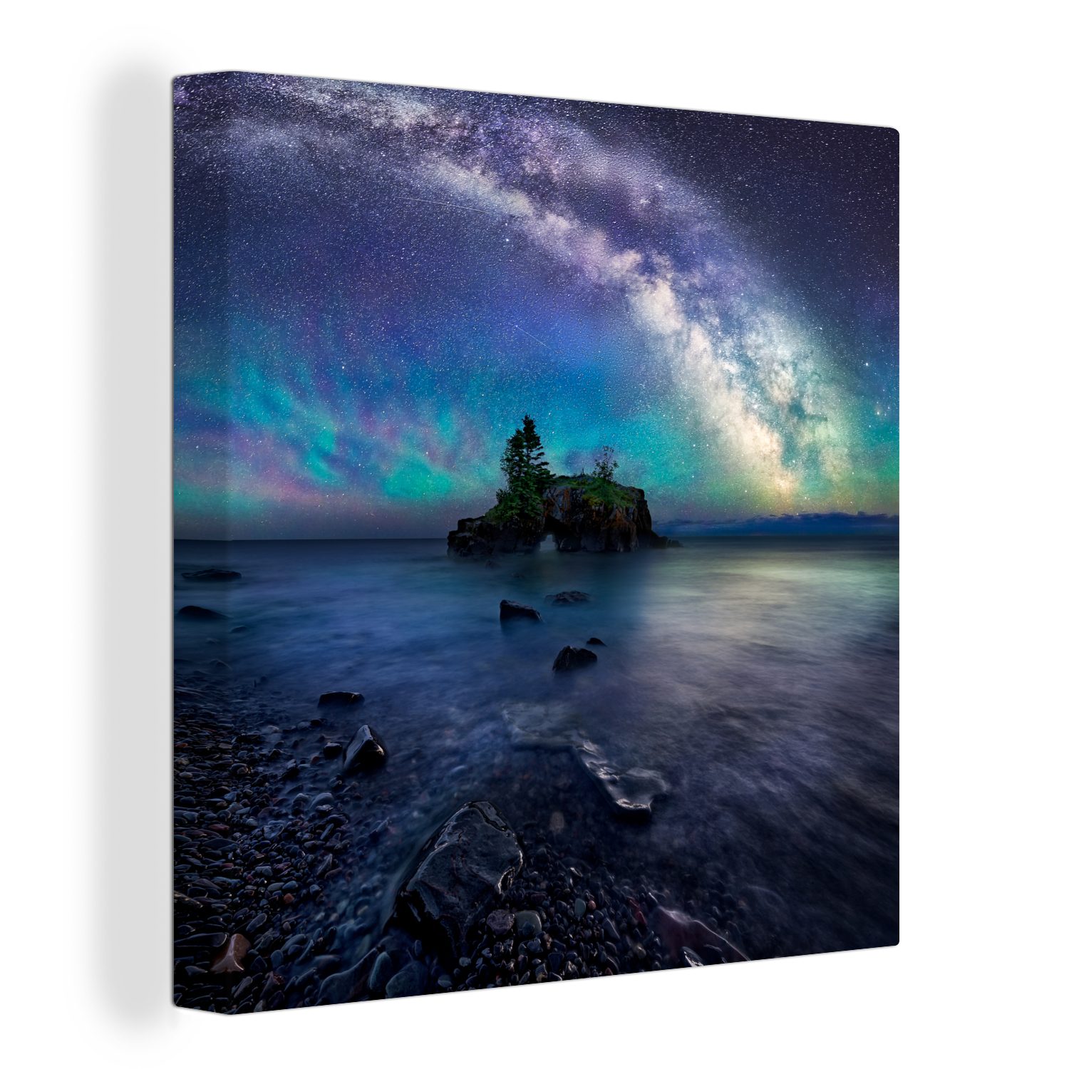 OneMillionCanvasses® Leinwandbild Sterne an einem bunten Himmel, (1 St), Leinwand Bilder für Wohnzimmer Schlafzimmer