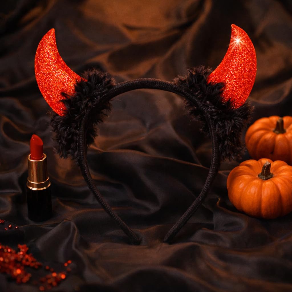 Kostümheld® Teufel-Kostüm Teufelsohren Teufelshörner Teufel - Halloween Kostüm Damen, Flexibles Band / Realistisches Design