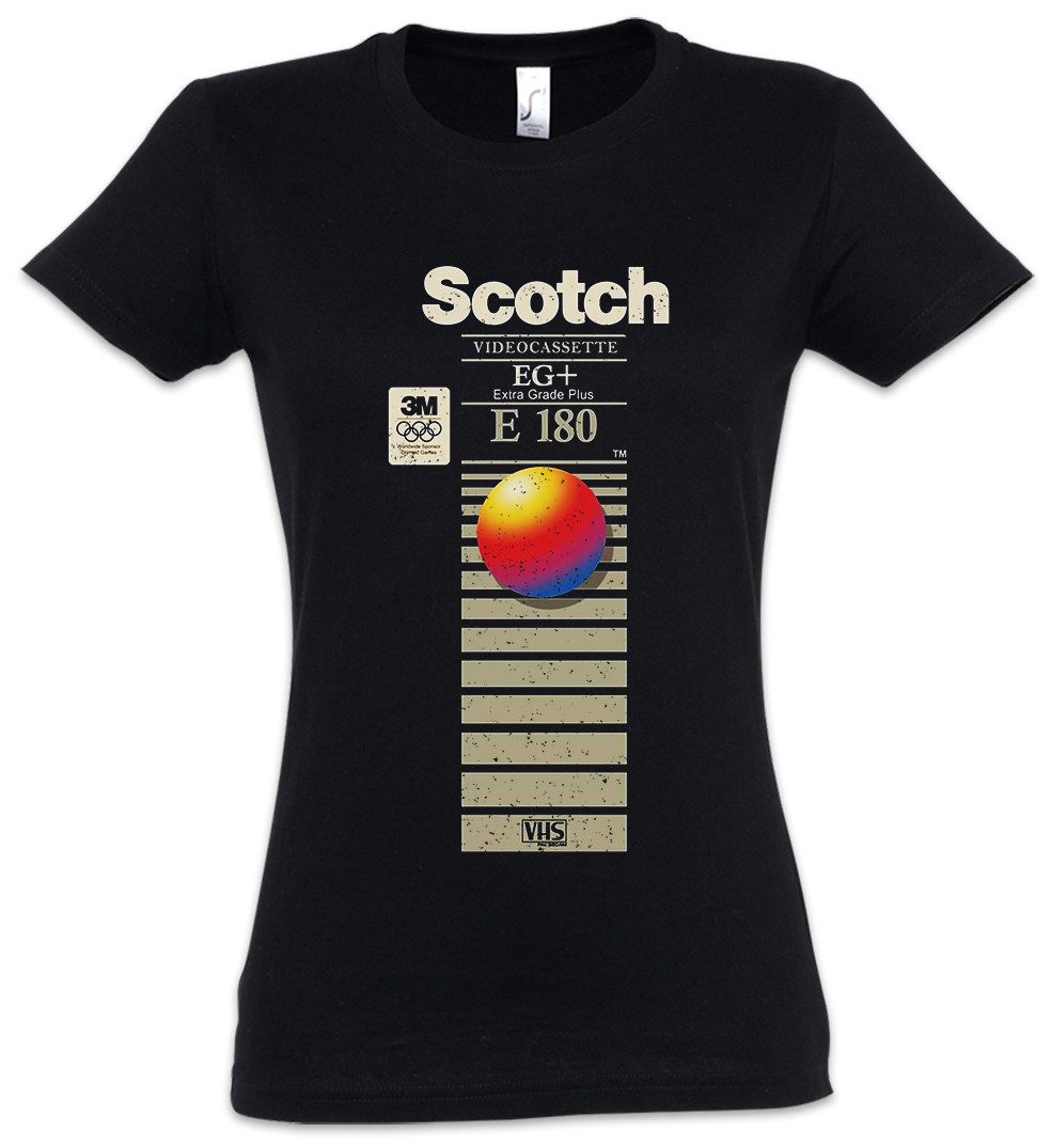 Urban Backwoods Print-Shirt E180 Videocassette Damen T-Shirt Retro Vintage VHS Tape Scotch (1-tlg) Kassette Viedeo Player 80s