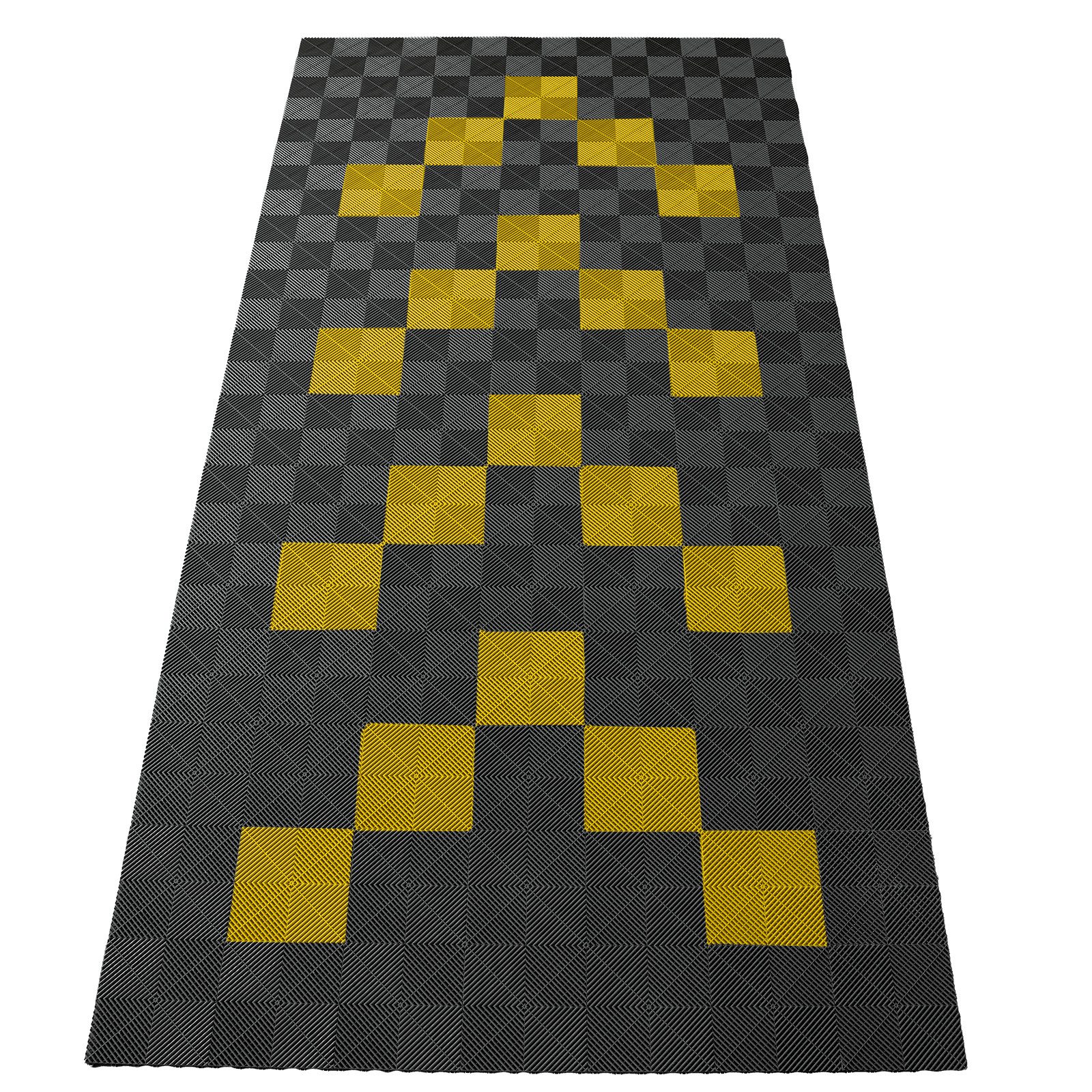 RAMROXX Klickfliesen Performance Bodenfliesen Garagenboden 2,8mx5,6m Grau Gelb Set1