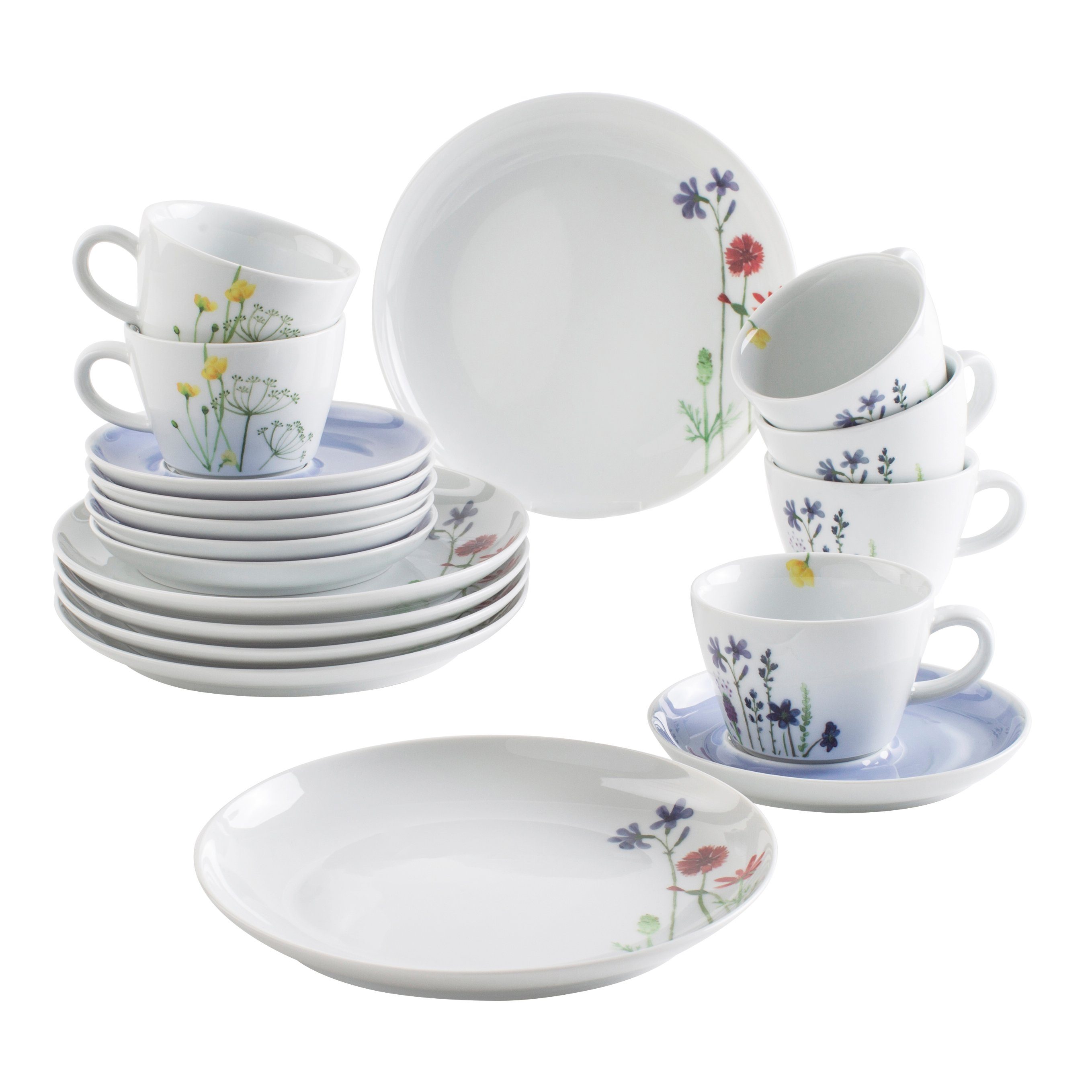 KAHLA Kaffeeservice Wildblume Kaffeeservice 18tlg. (18-tlg), 6 Personen, Porzellan, Made in Germany