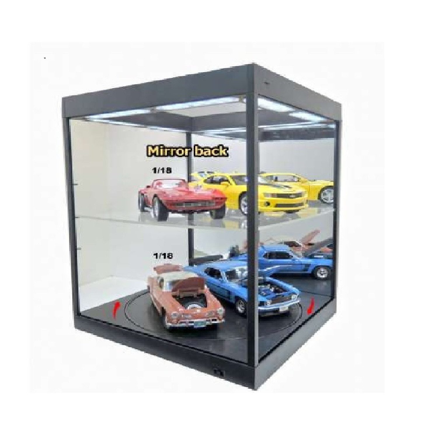 Modellauto Modellauto Vitrine 1:18 LED Beleuchtet mit Drehteller