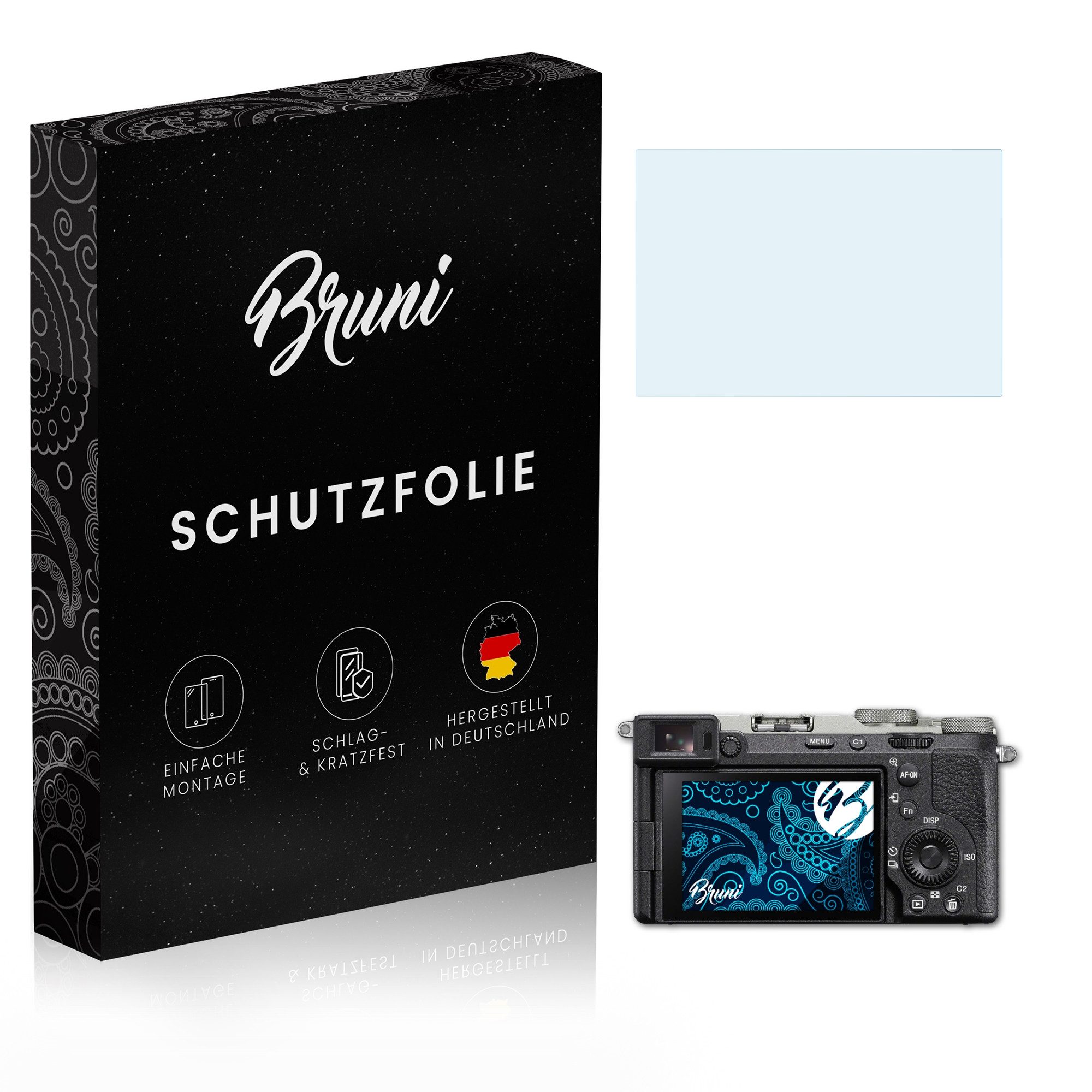 Bruni Schutzfolie Glasklare Displayschutzfolie für Sony Alpha a7C II, (2 Folien), praktisch unsichtbar