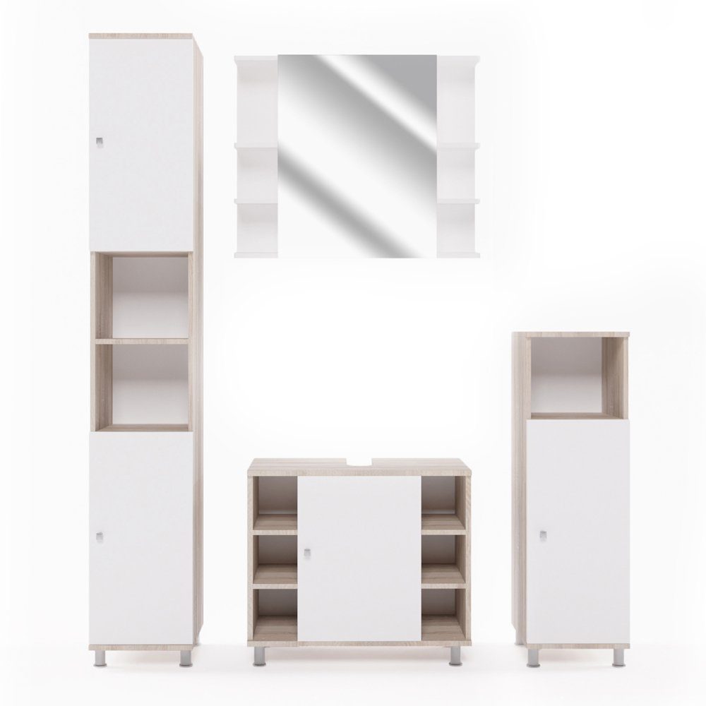 Vicco Badmöbel-Set Fynn, Sonoma/Weiß, 4 Teile, günstig online kaufen