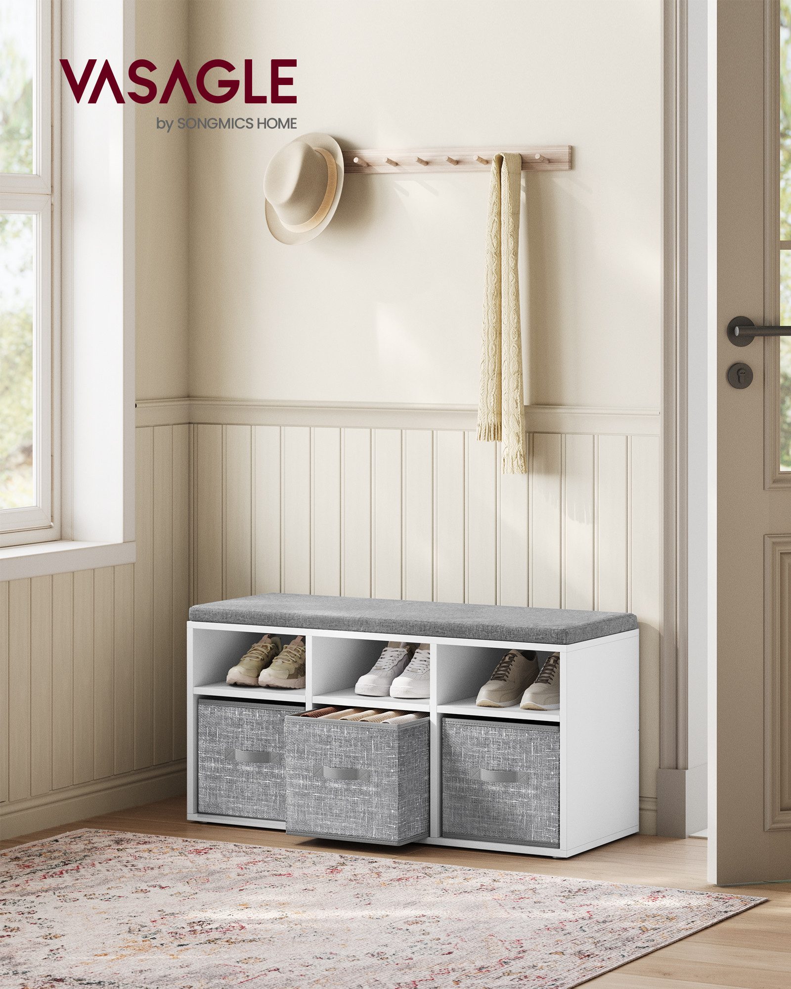 VASAGLE Kinderregal, Sitzbank, Schuh-Organizer mit 6 Fächern und3 verstellb günstig online kaufen