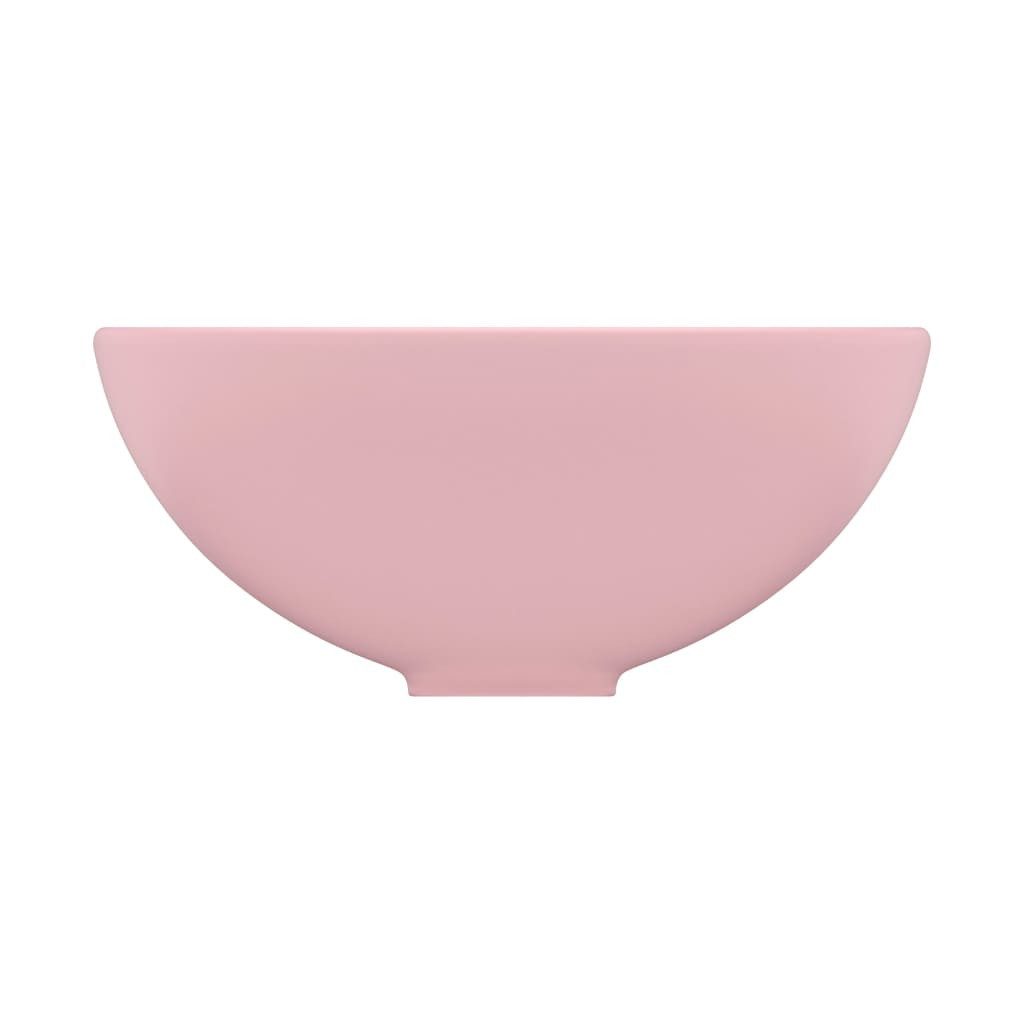 vidaXL Waschbecken Waschbecken Badezimmer Aufsatzwaschbecken Rund Matt Rosa 32,5x14 cm Ke