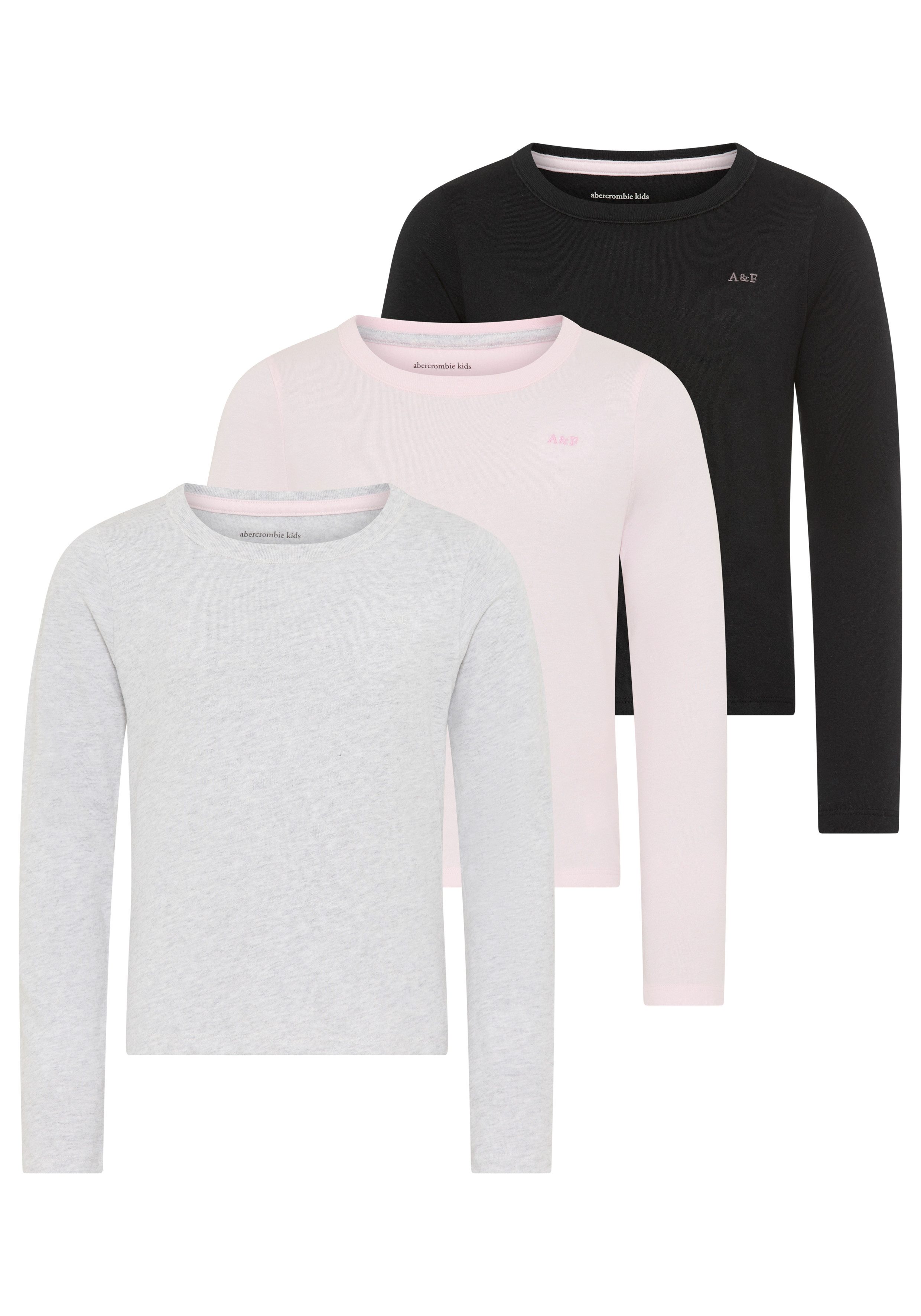 Abercrombie Kids Langarmshirt 3-PACK LS TEE (Packung, 3-tlg) aus Baumwollmix, Rundhals
